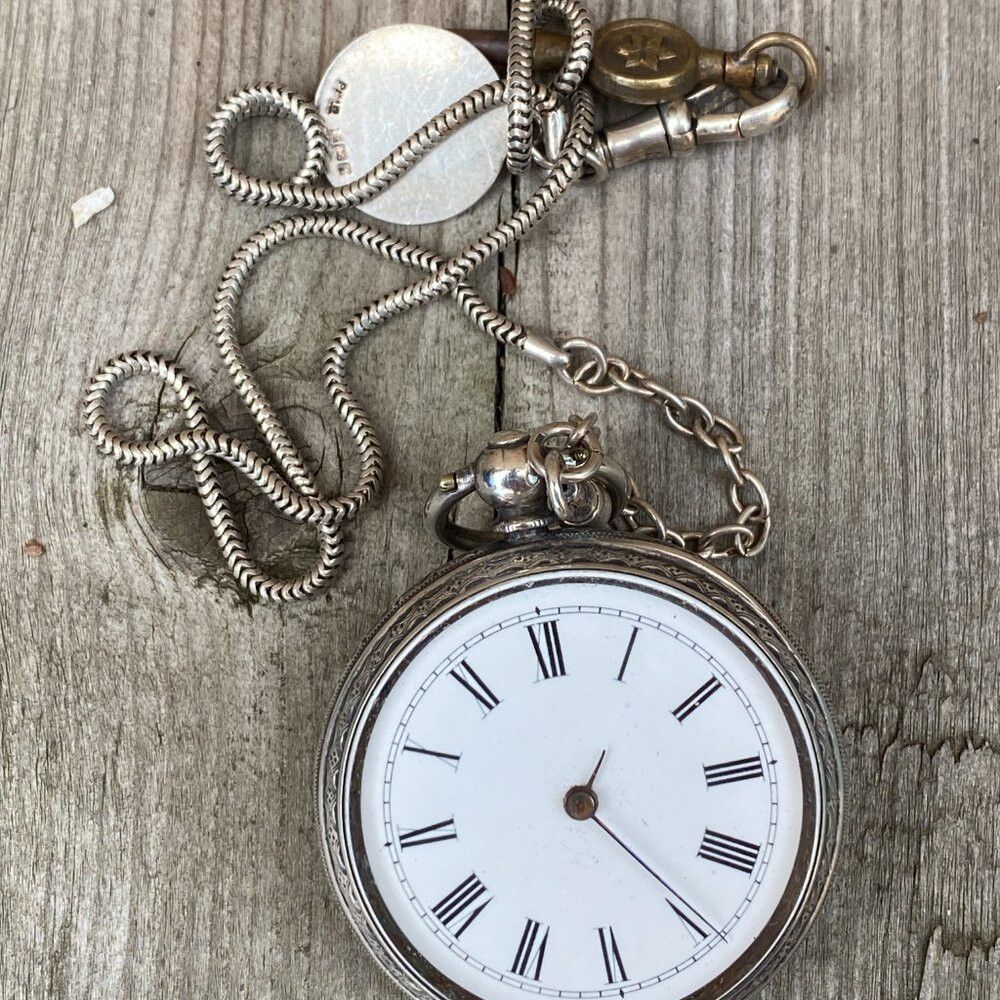 Vintage 1800s Antique George IV Silver Paircase Verge Fusee W/ Chai Size ONE SIZE - 3 Thumbnail