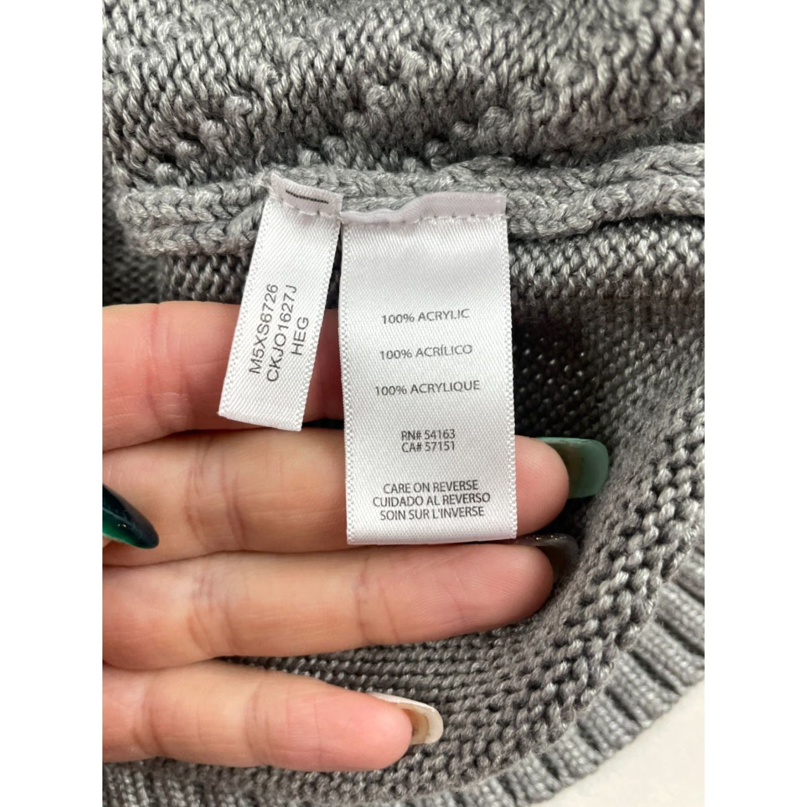 Calvin Klein Calvin Klein Sweater Women's Large Gray Pullover Cowl neck Knit, Regular, Size L, Acrylic, Solid, Knit, Pullover, Women, 0-0, Free Return Size L / US 10 / IT 46 - 7 Thumbnail