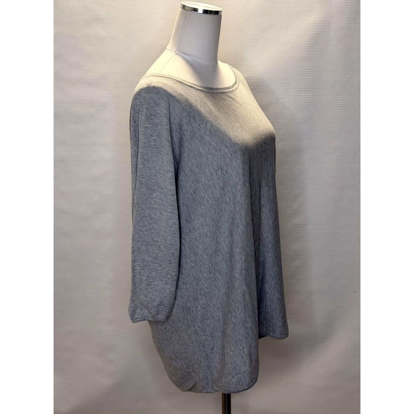 Vintage Garnet Hill Womens Sweater Tunic 3/4 Sleeve Boat Neck Silk Cotton Gray Medium Size M / US 6-8 / IT 42-44 - 2 Thumbnail