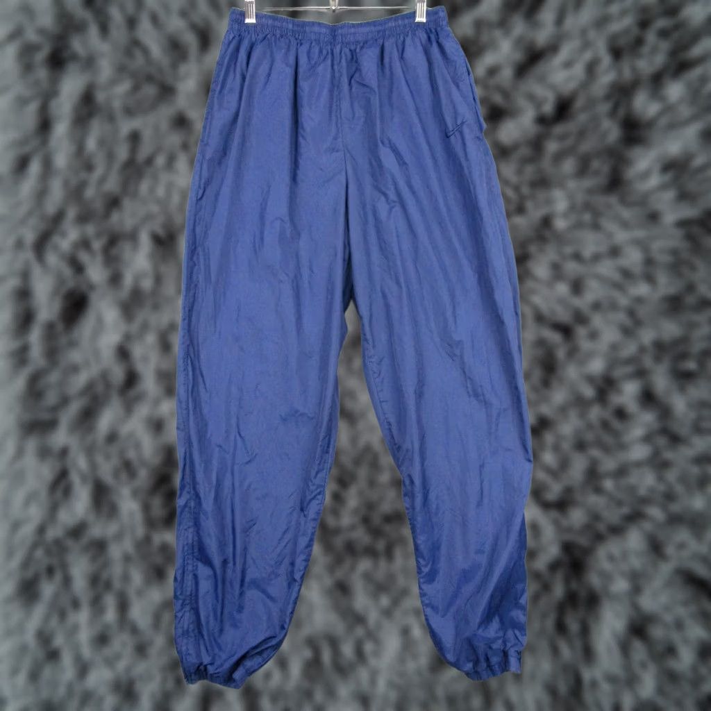 Nike Vtg Nike Track Pants Men XL Blue Nylon Lined Warm Up Swoosh Zip Hem Elastic 90s Size US 36 / EU 52 - 1 Thumbnail