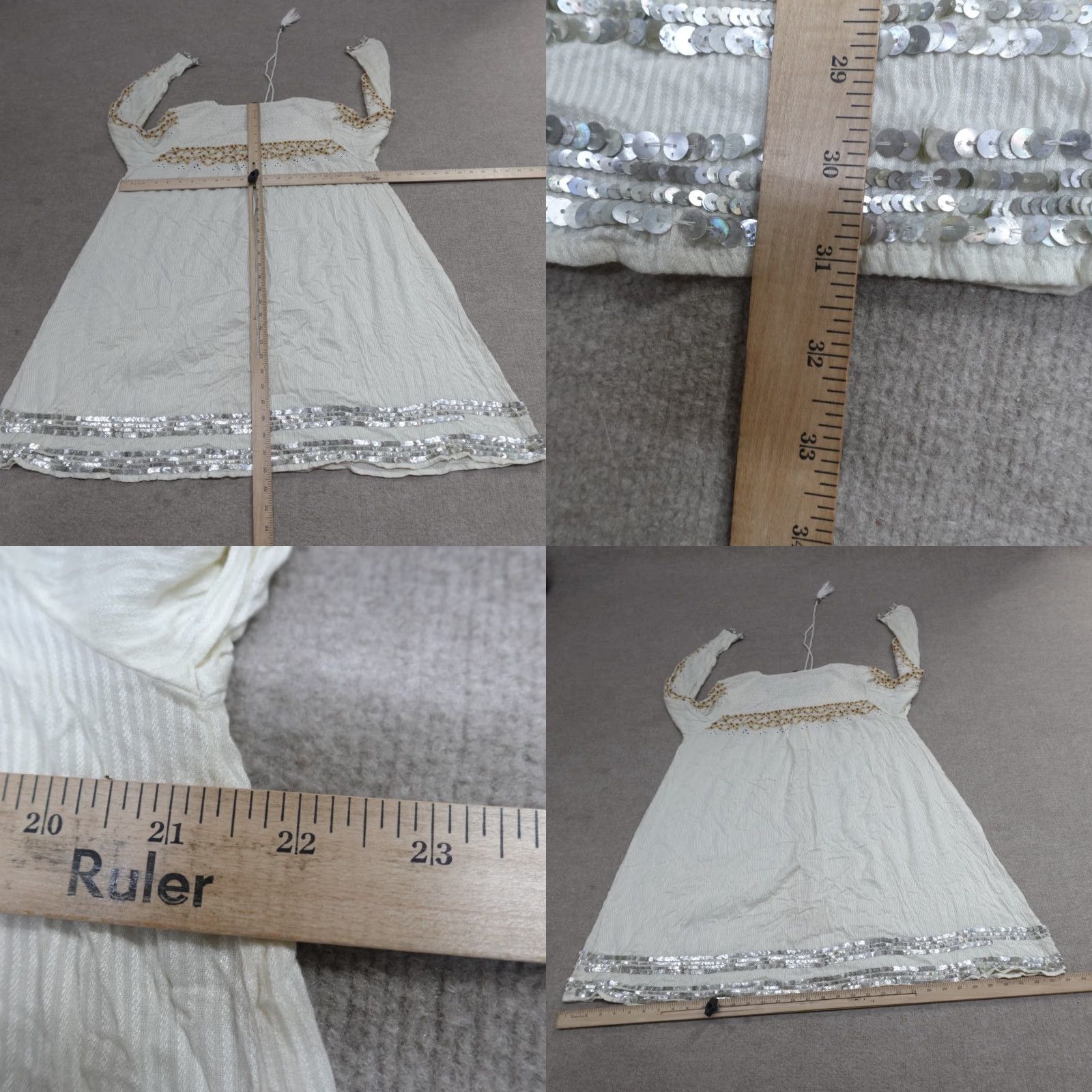 Topshop Topshop Kate Moss Womens Dress 6 Beige Sequin Boho Festival Sundress Casual Party/Cocktail Women Girls Mens Size M / US 6-8 / IT 42-44 - 8 Thumbnail