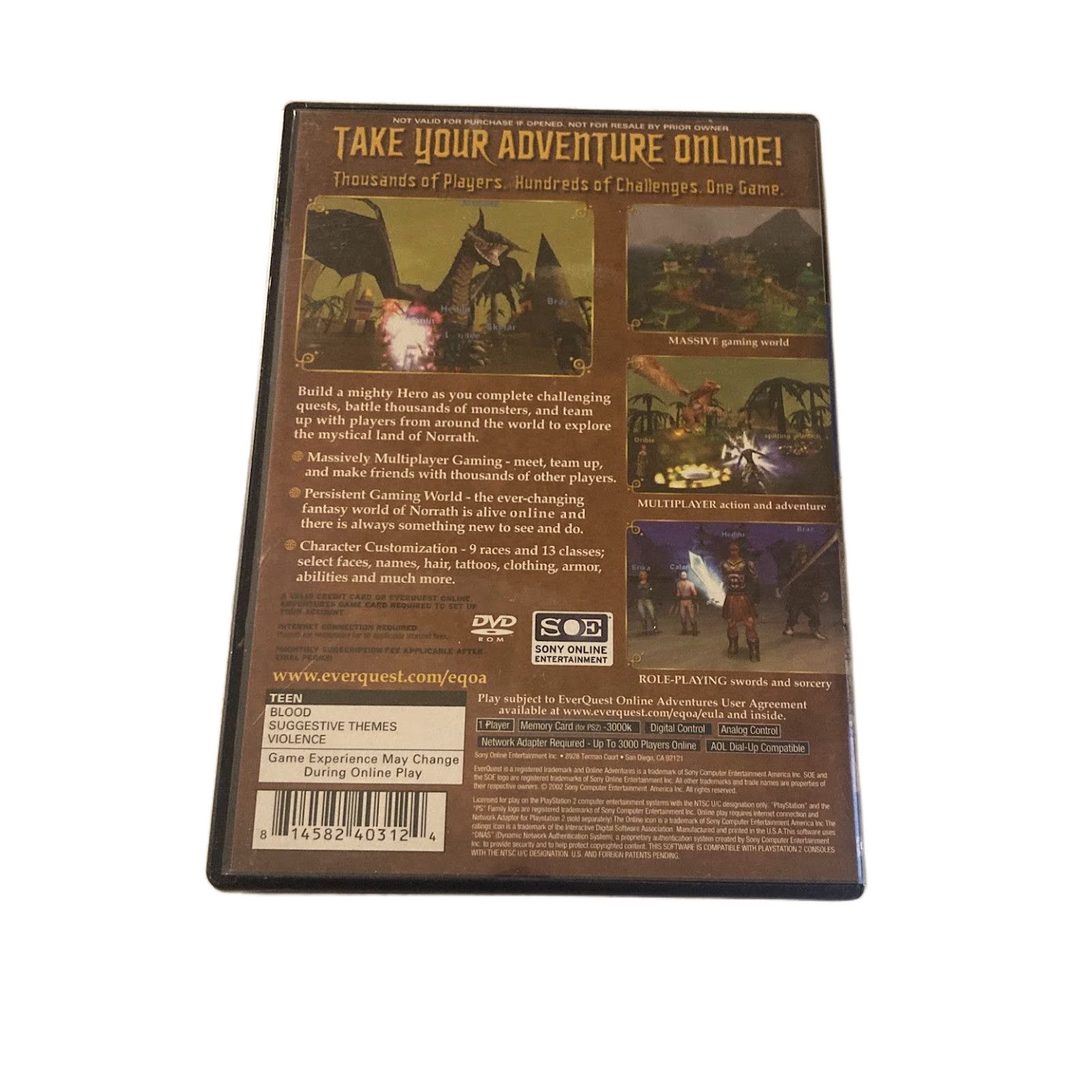 Sony Everquest Online Adventures - Sony Playstation 2 PS2 Size ONE SIZE - 2 Thumbnail