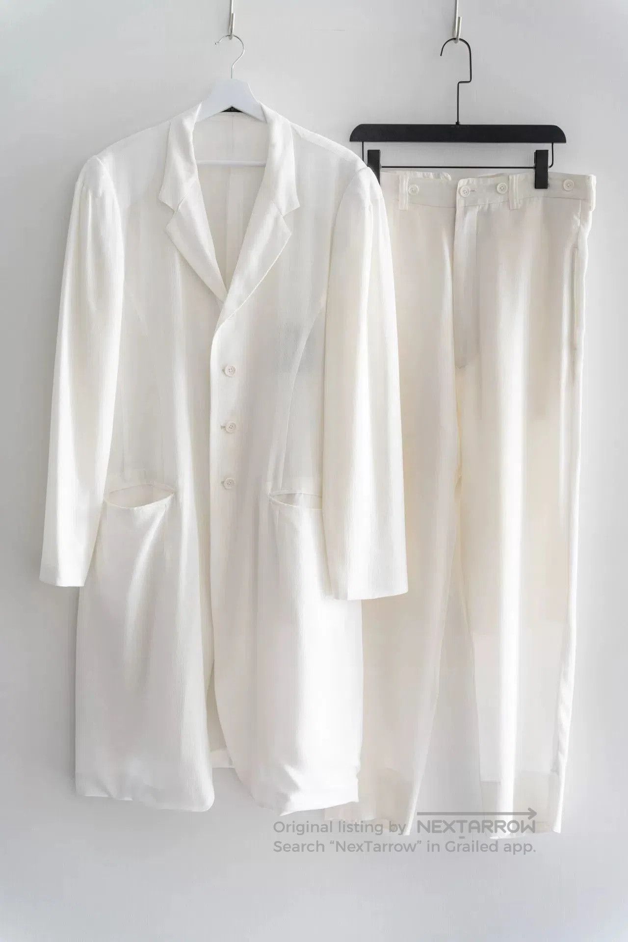 Yohji Yamamoto Yohji Yamamoto White Silk Coat and Pants Set. Size US M / EU 48-50 / 2 - 1 Thumbnail