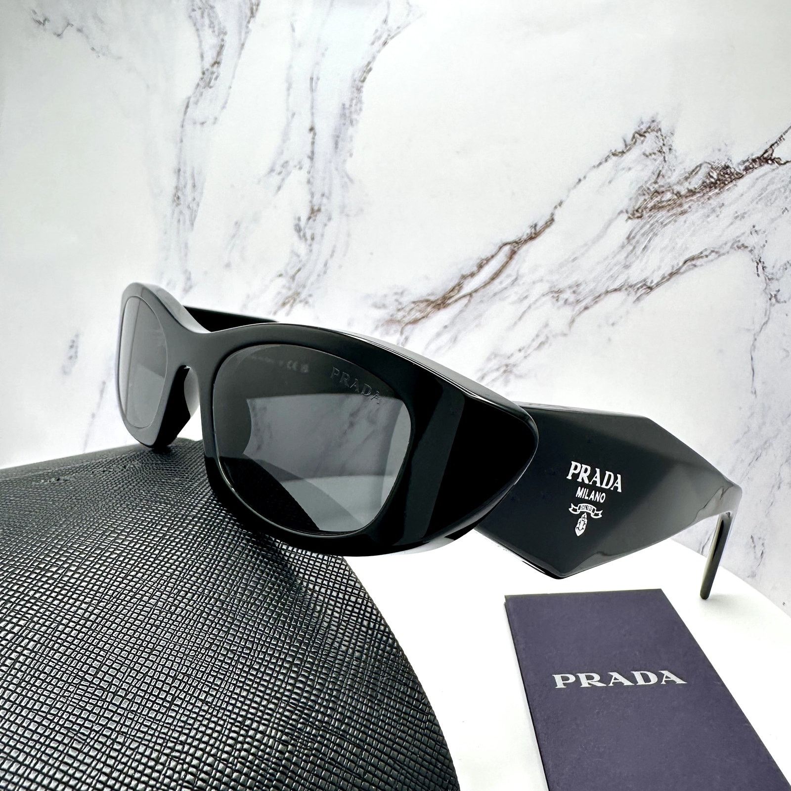 Prada New PRADA Sunglasses Black Oval Cat Eye Symbole Logo Size ONE SIZE - 15 Thumbnail
