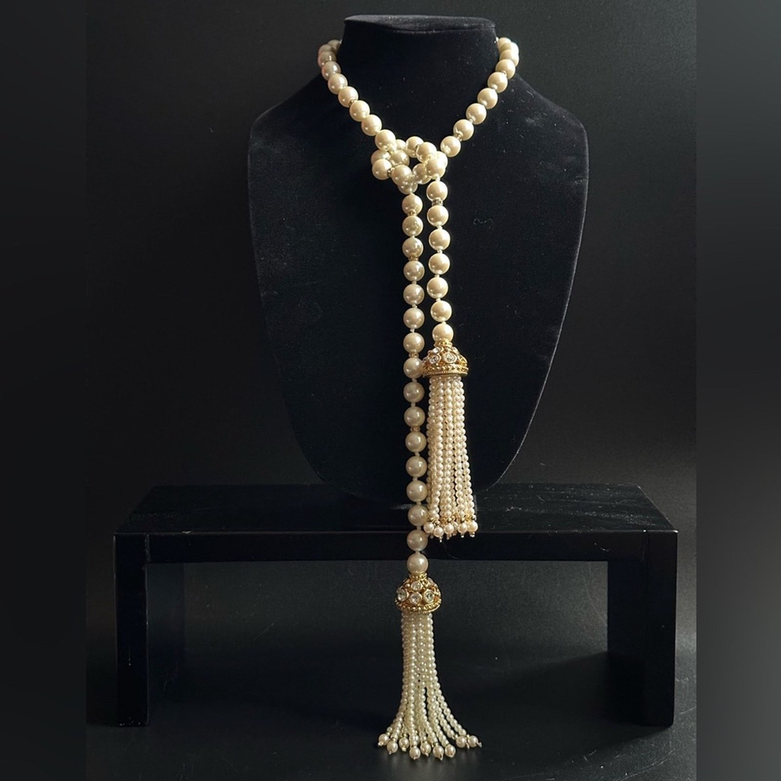 Other Vintage Large Pearl & Rhinestone Lariat Size ONE SIZE - 2 Thumbnail