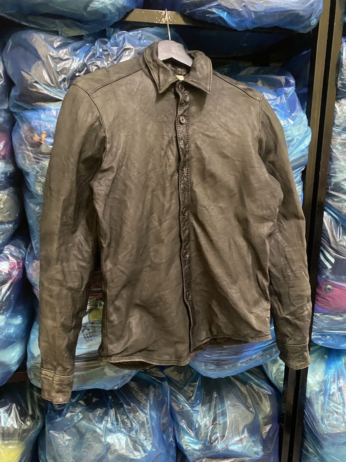NANO universe Nano Universe Black Genuine Sheep Leather Shirt Jacket Size US XS / EU 42 / 0 - 3 Thumbnail