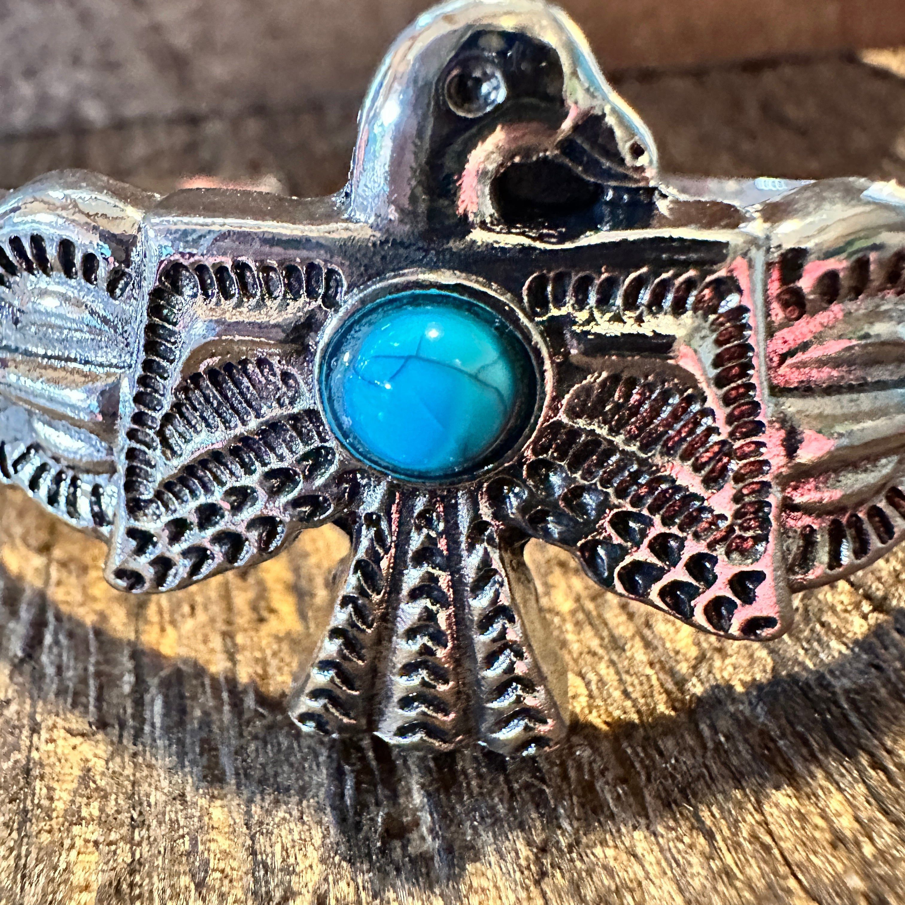 Other Vintage Bohemian Thunderbird Bangle Bracelet with Turquoise Size ONE SIZE - 3 Thumbnail