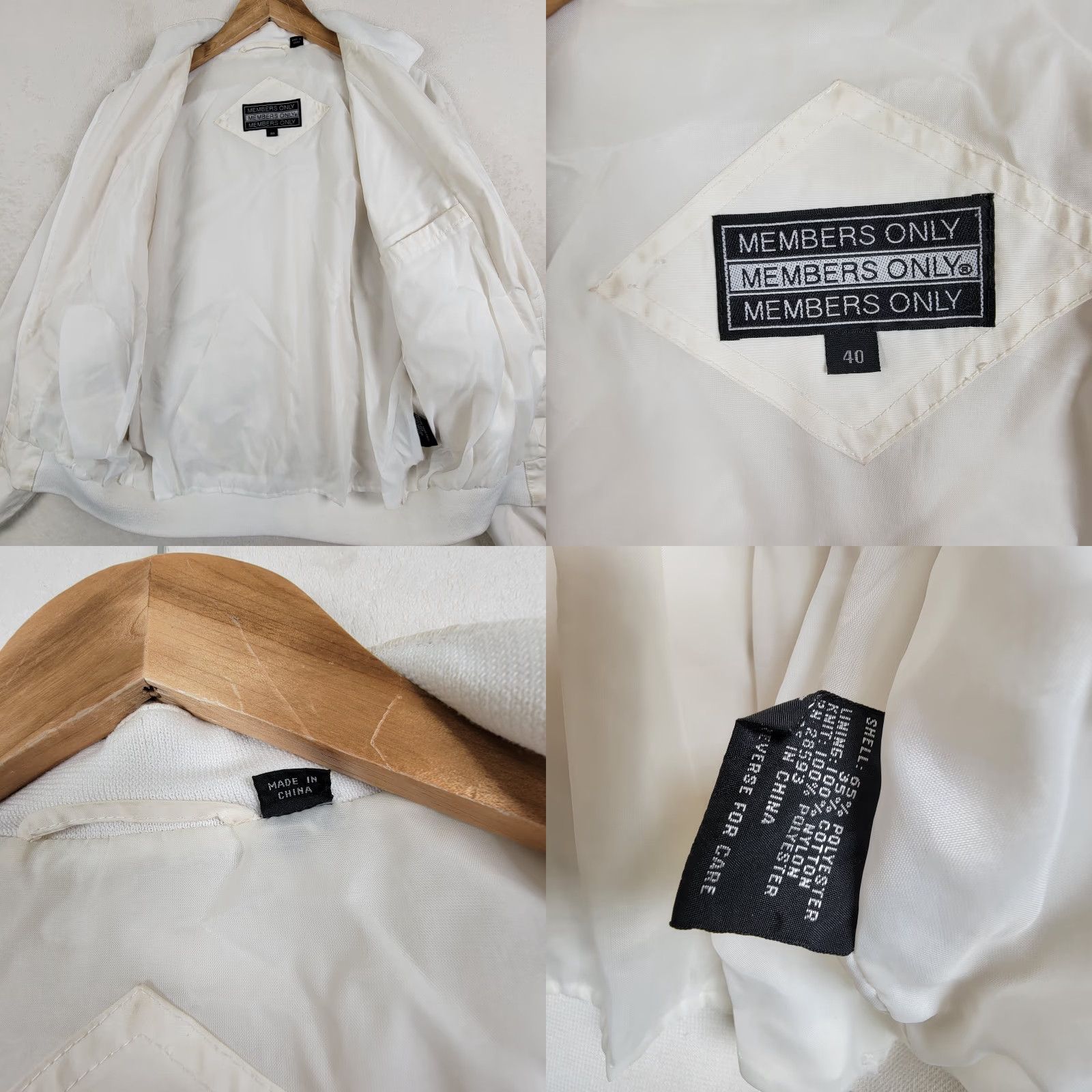 Members Only VINTAGE Members Only Jacket Cream White Full Zip Lined Bomber 90s Mens M White Solid 90s Jacket Men Size US M / EU 48-50 / 2 - 10 Thumbnail