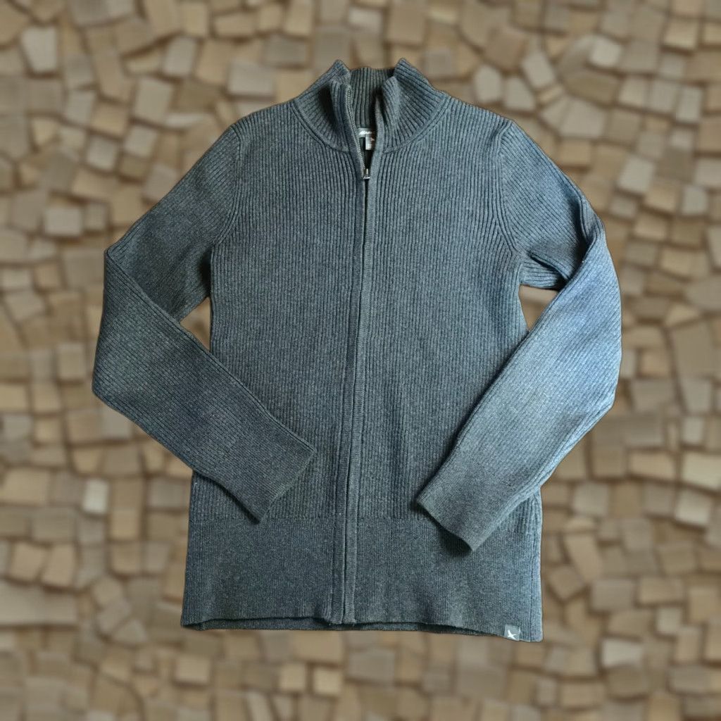 Eddie Bauer Eddie Bauer Sweater Womens Petite Medium Gray Ribbed Full Zip Size M / US 6-8 / IT 42-44 - 1 Thumbnail