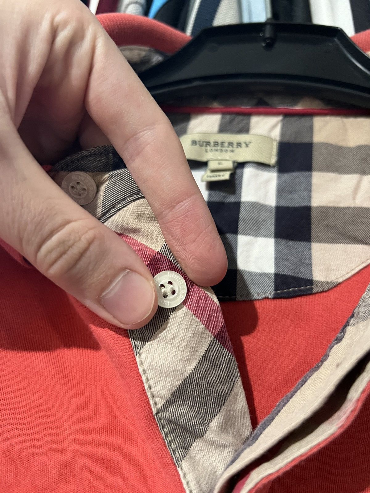 Burberry VINTAGE BURBERRY LONDON NOVA CHECK POLO T SHIRT ORANGE SZ L Size US L / EU 52-54 / 3 - 5 Thumbnail