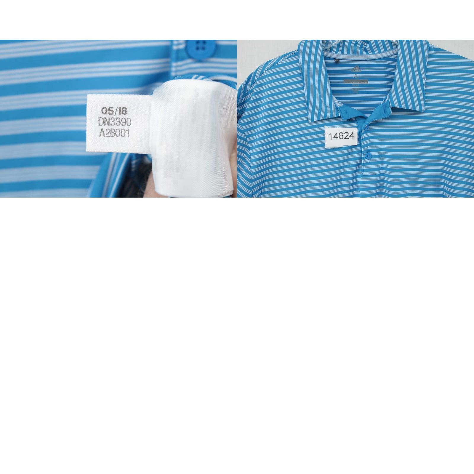 Adidas Adidas Golf Polo Shirt Mens XL Striped Blue White Size US XL / EU 56 / 4 - 8 Thumbnail