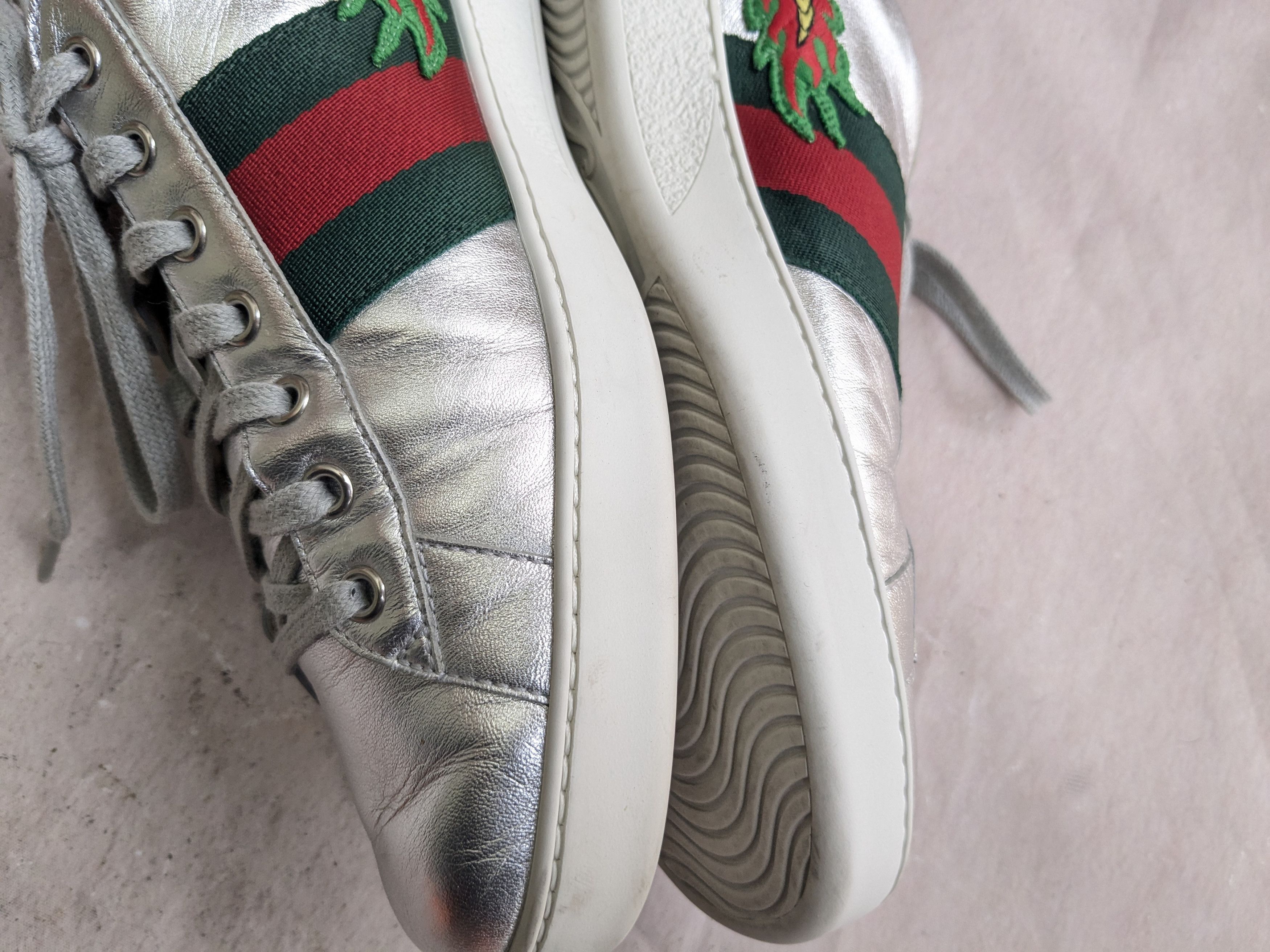 Gucci Gucci Ace Silver Dragon Sneakers 11.5 Leather Low 473765 Size US 11.5 / EU 44-45 - 11 Thumbnail