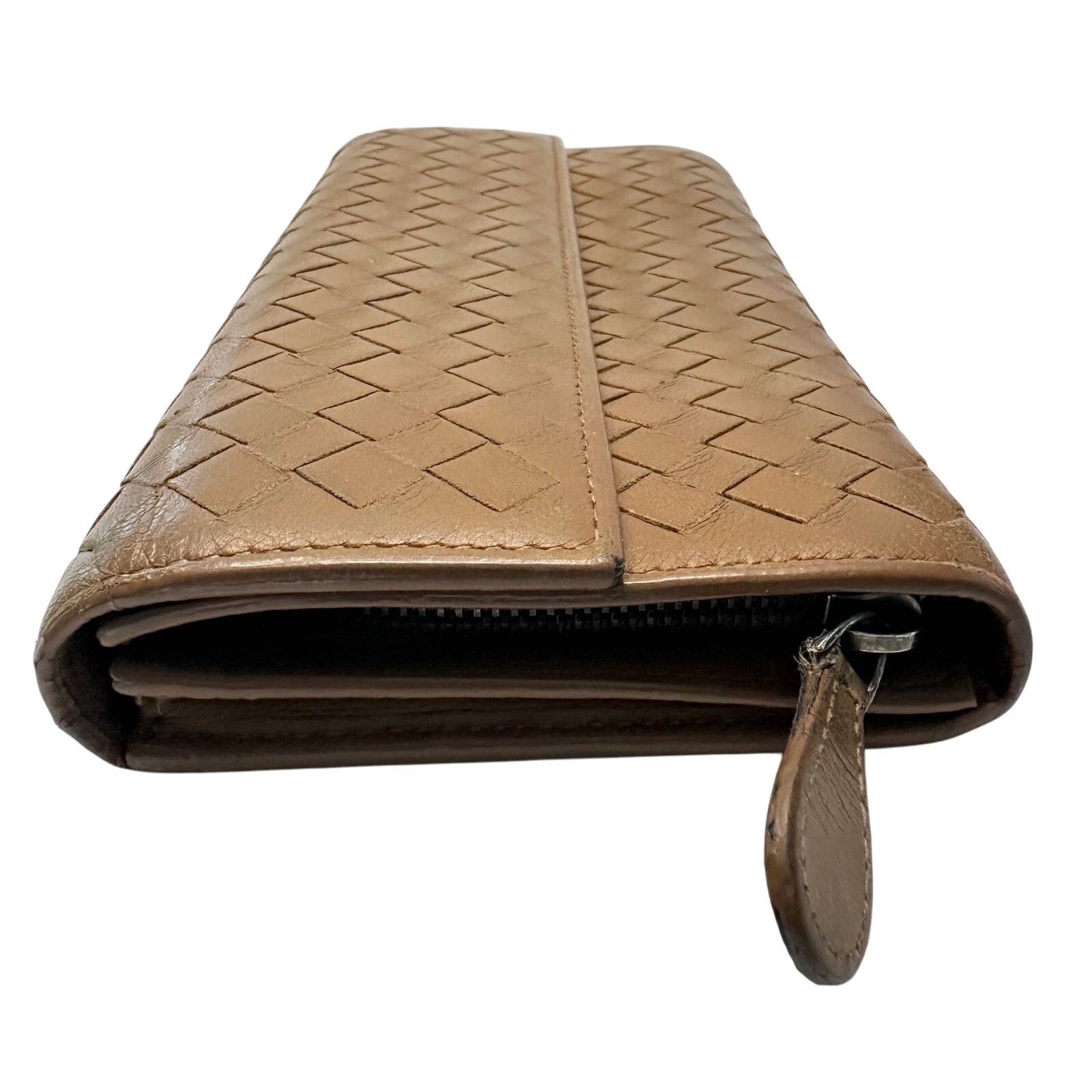 Bottega Veneta Bottega Veneta Intrecciato Woven Tan Leather Long Wallet Size ONE SIZE - 3 Thumbnail