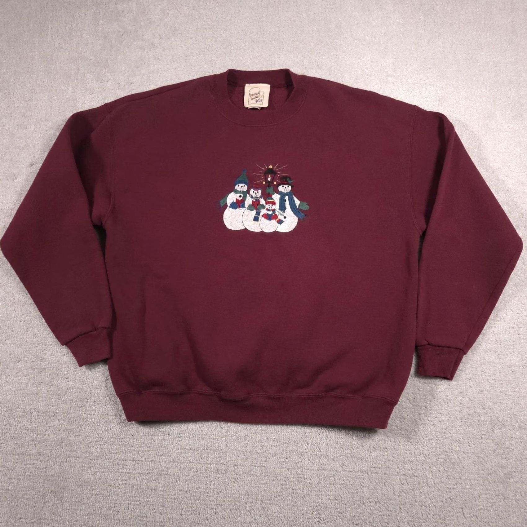 Peanuts VINTAGE Peanut Butter & Jelly Sweatshirt Mens XL Red Snowman Christmas 90s Size US XL / EU 56 / 4 - 2 Thumbnail