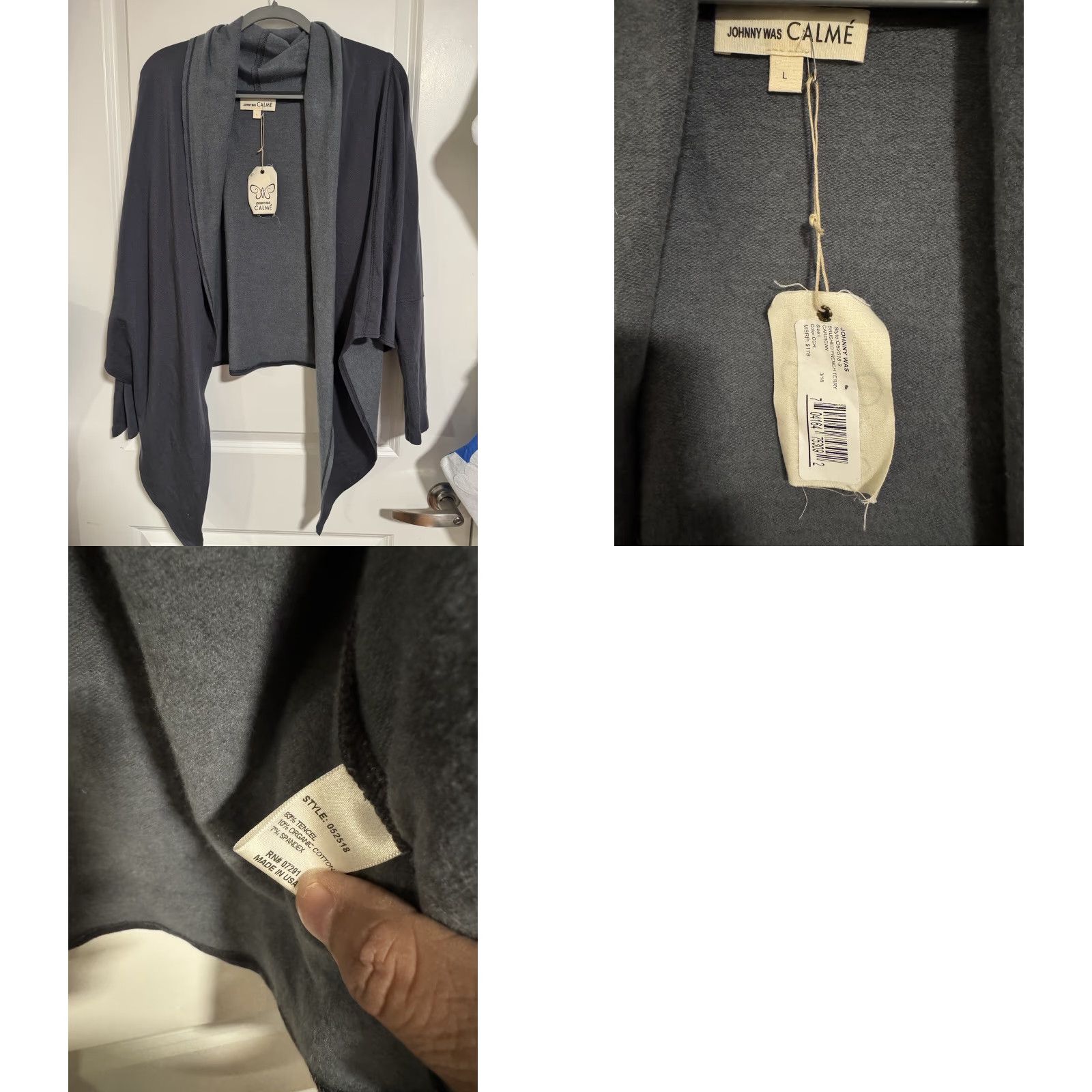Johnny Was Johnny Was Calme Brushed French Terry Cardigan Charcoal Grey Gray Sz Large New with Tags Size L / US 10 / IT 46 - 8 Thumbnail