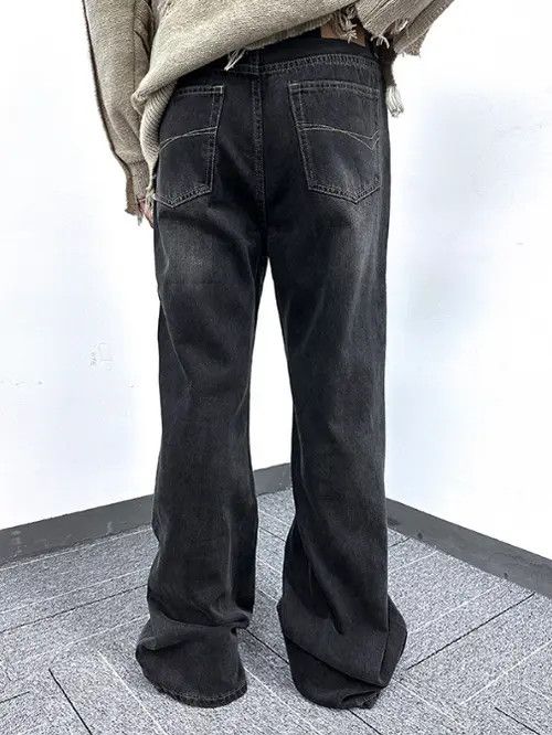 Jean Black distressed trendy American retro bootcut jeans Size US 32 / EU 48 - 4 Thumbnail