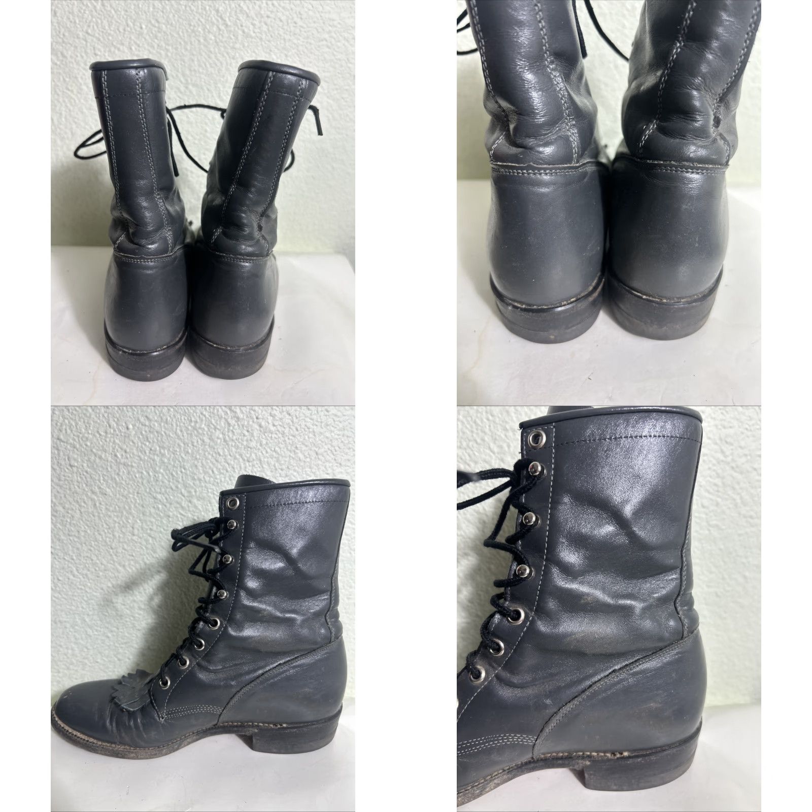 Justin Boots VINTAGE Justin Boots Western Shoes Women Gray Leather Lacer Up Boots 7 B Size US 7 / IT 37 - 10 Thumbnail
