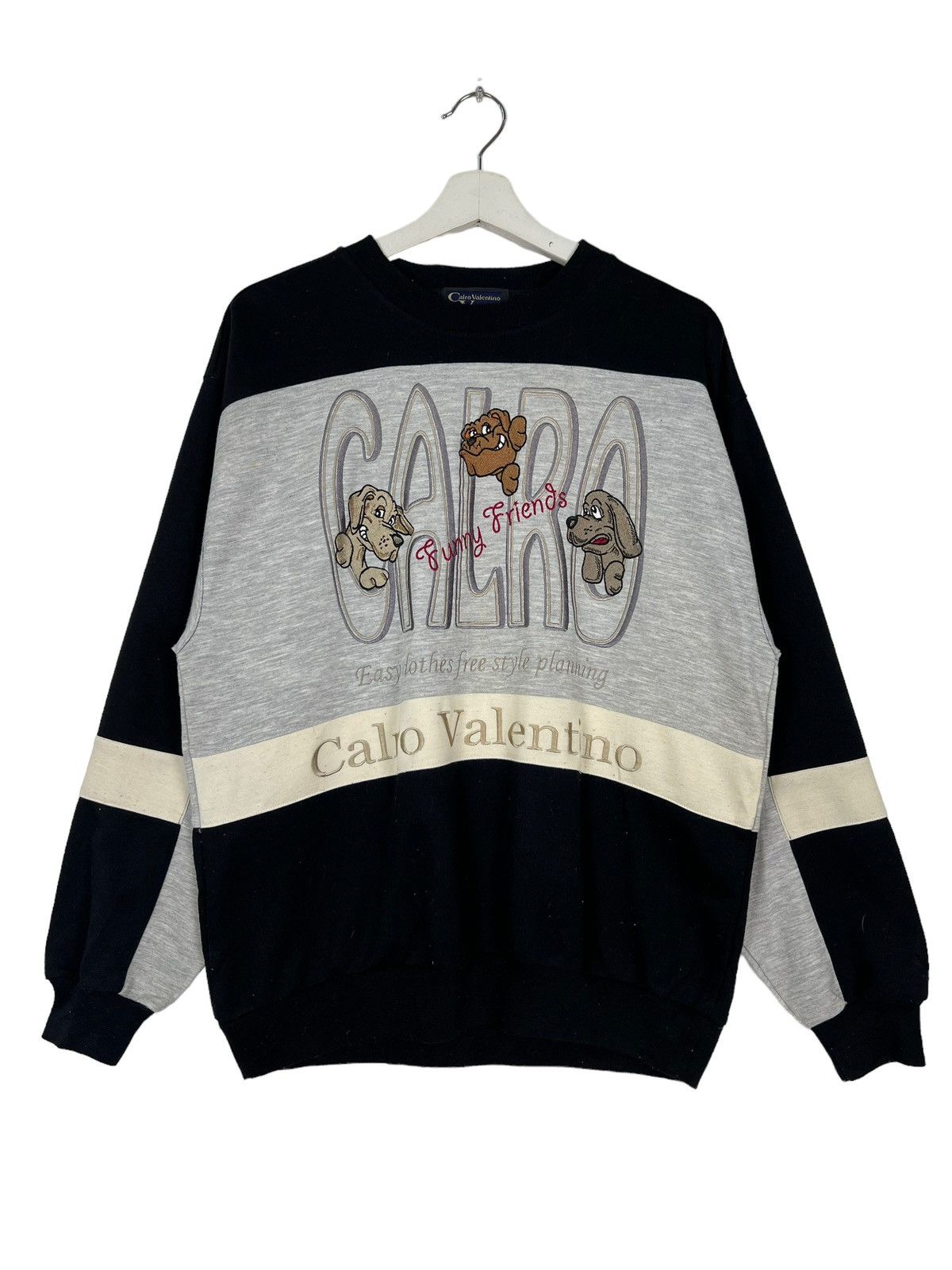 Japanese Brand 🔥 CALRO VALENTINO EMBROIDERY BIG LOGO SWEAT JUMPER Size US L / EU 52-54 / 3 - 1 Thumbnail