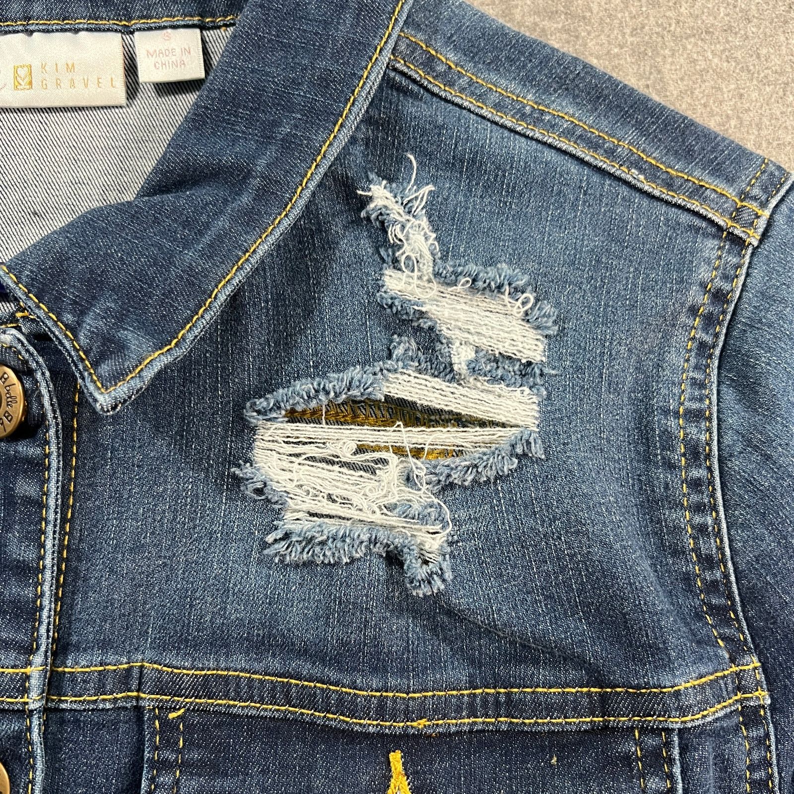 Other Belle by Kim Gravel Distressed Denim Jacket with Frave Size S / US 4 / IT 40 - 8 Thumbnail