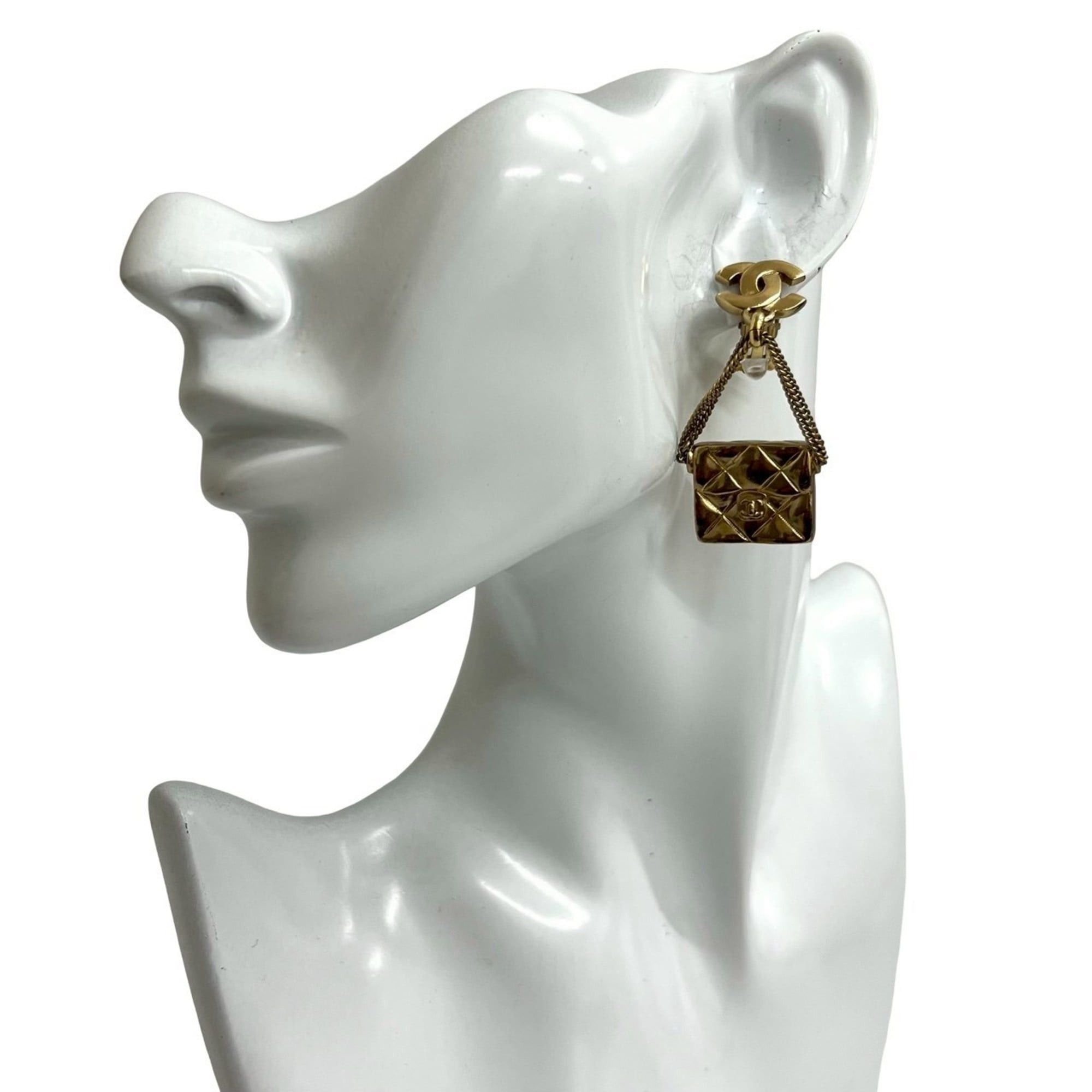 Chanel CHANEL Coco Mark Matelasse Bag Motif GP Earrings/Ear Cuffs Gold 17048 Size ONE SIZE - 1 Thumbnail