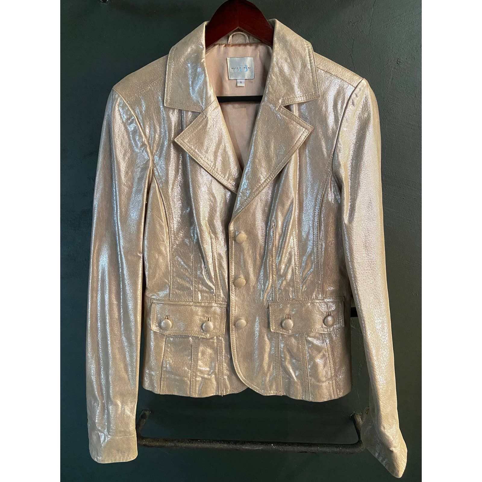 Vintage Metallic Leather Jacket Size S