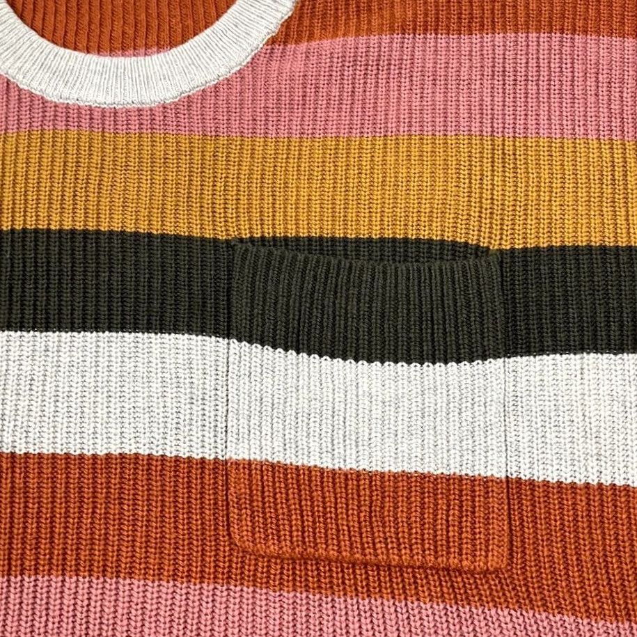 Madewell Madewell Thompson Sweater Womens L Oversized Walton Striped Patch Pocket Preppy Pullover Knit Crew Neck Multicolor Size L / US 10 / IT 46 - 3 Thumbnail