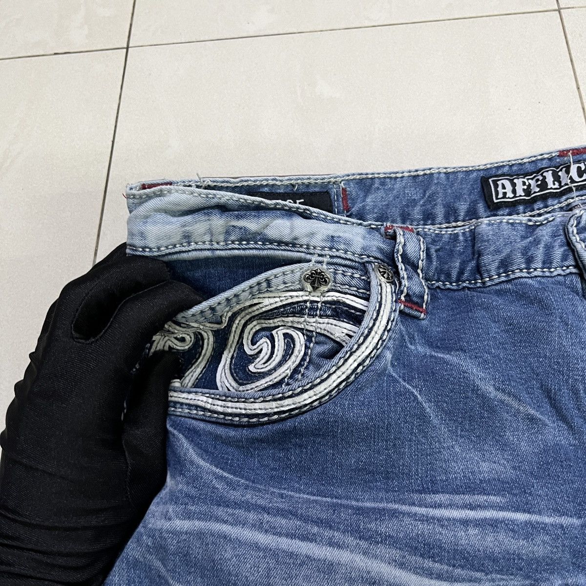 Affliction × PPFM Vintage Affliction Washed Jeans Size US 35 - 8 Thumbnail