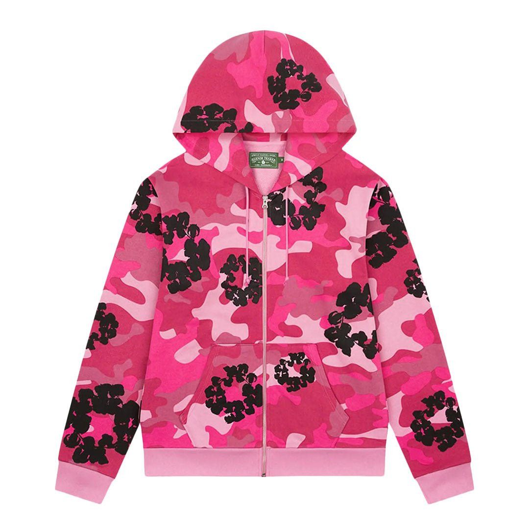 DENIM TEARS Wreath Zip Sweatshirt 'Pink Camo' Size US XL / EU 56 / 4 - 1 Thumbnail