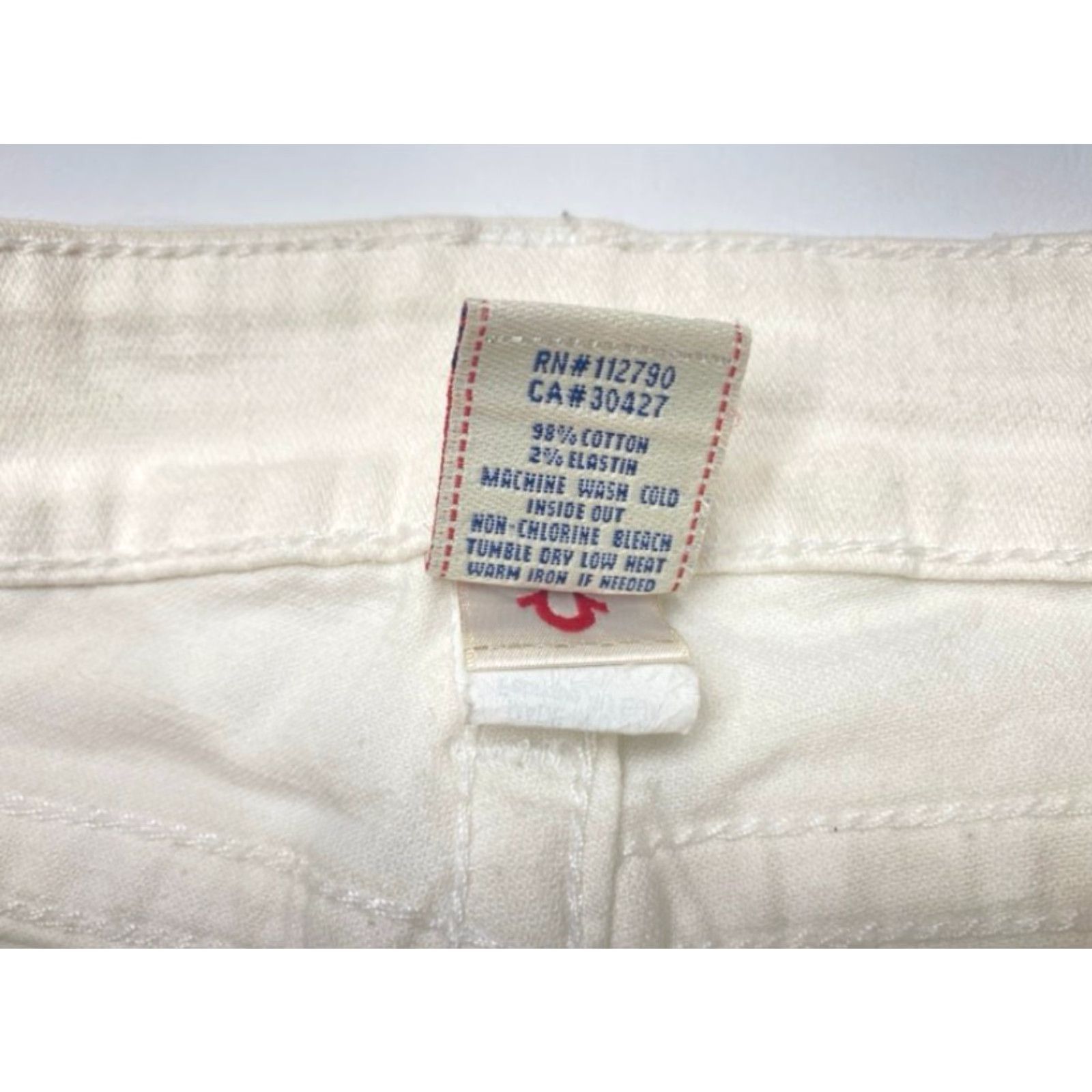 True Religion VINTAGE Tru Religion White Jeans - 27 Women's Low Rise Flare Denim with Rhinestones Made In USA Size 27" / US 4 / IT 40 - 5 Thumbnail