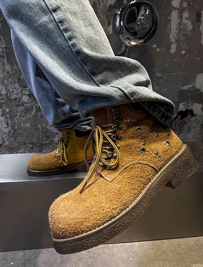 Japanese Brand Studded Platform Boots, Workwear Ankle Boots Size US 9 / EU 42 - 6 Thumbnail