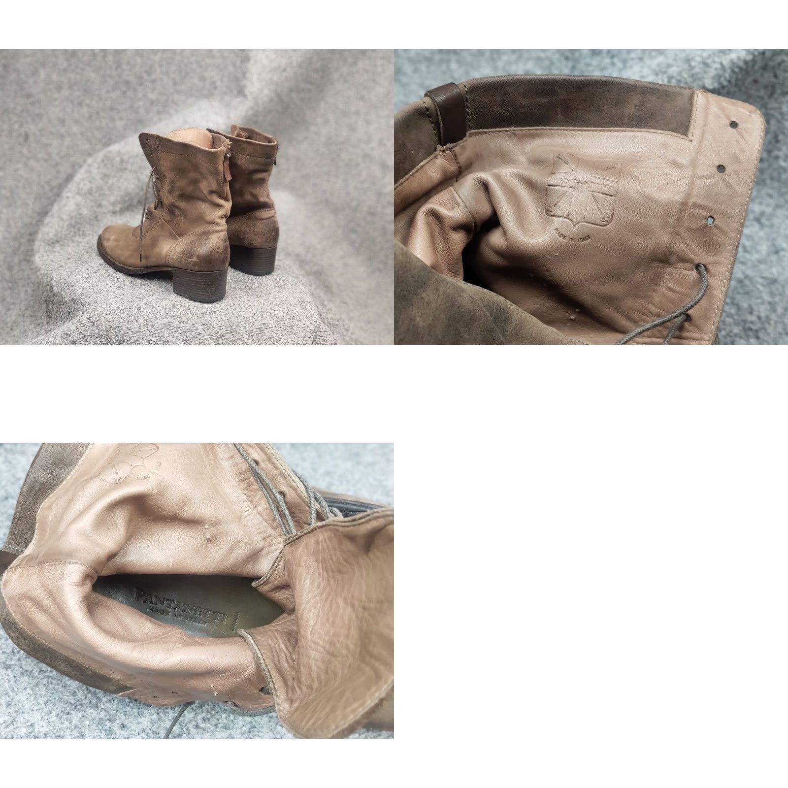 Pantanetti Pantanetti Design Brown Faded Leather Lace Up Womens Ankle Boots Size 32" / US 10 / IT 46 - 10 Thumbnail