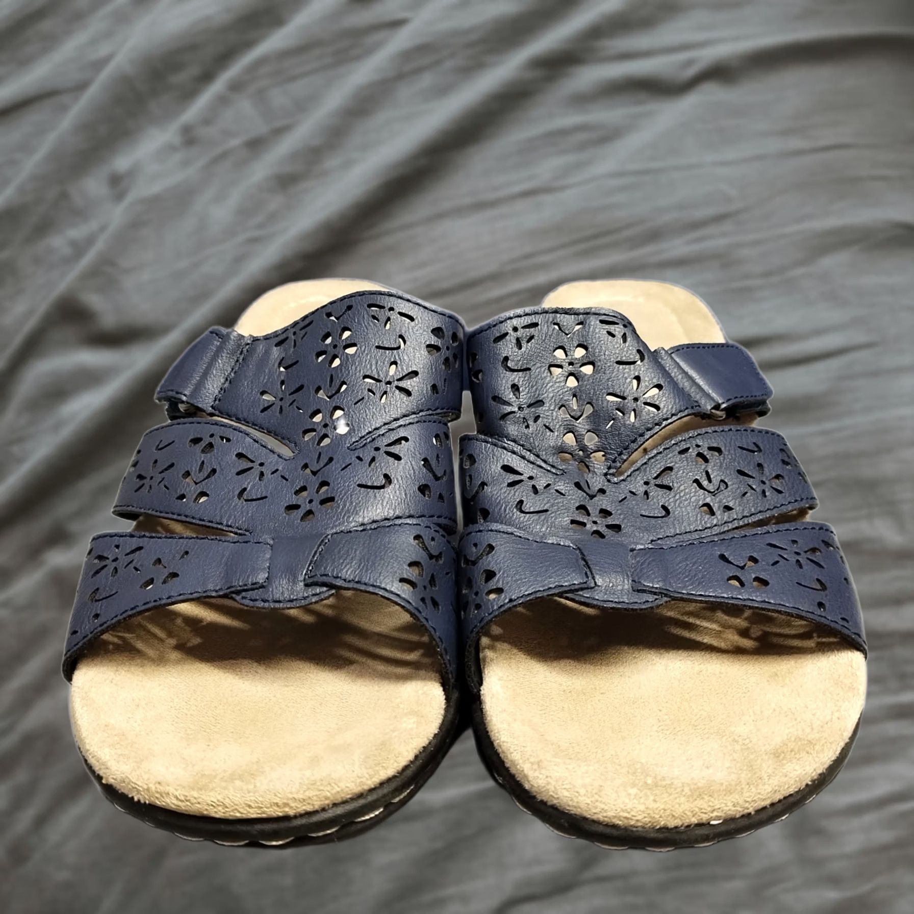 Croft & Barrow Croft & Barrow Slide Sandals Womens US 7.5M Blue Cutout Detail Comfort Slip On Size US 8 / IT 38 - 1 Thumbnail