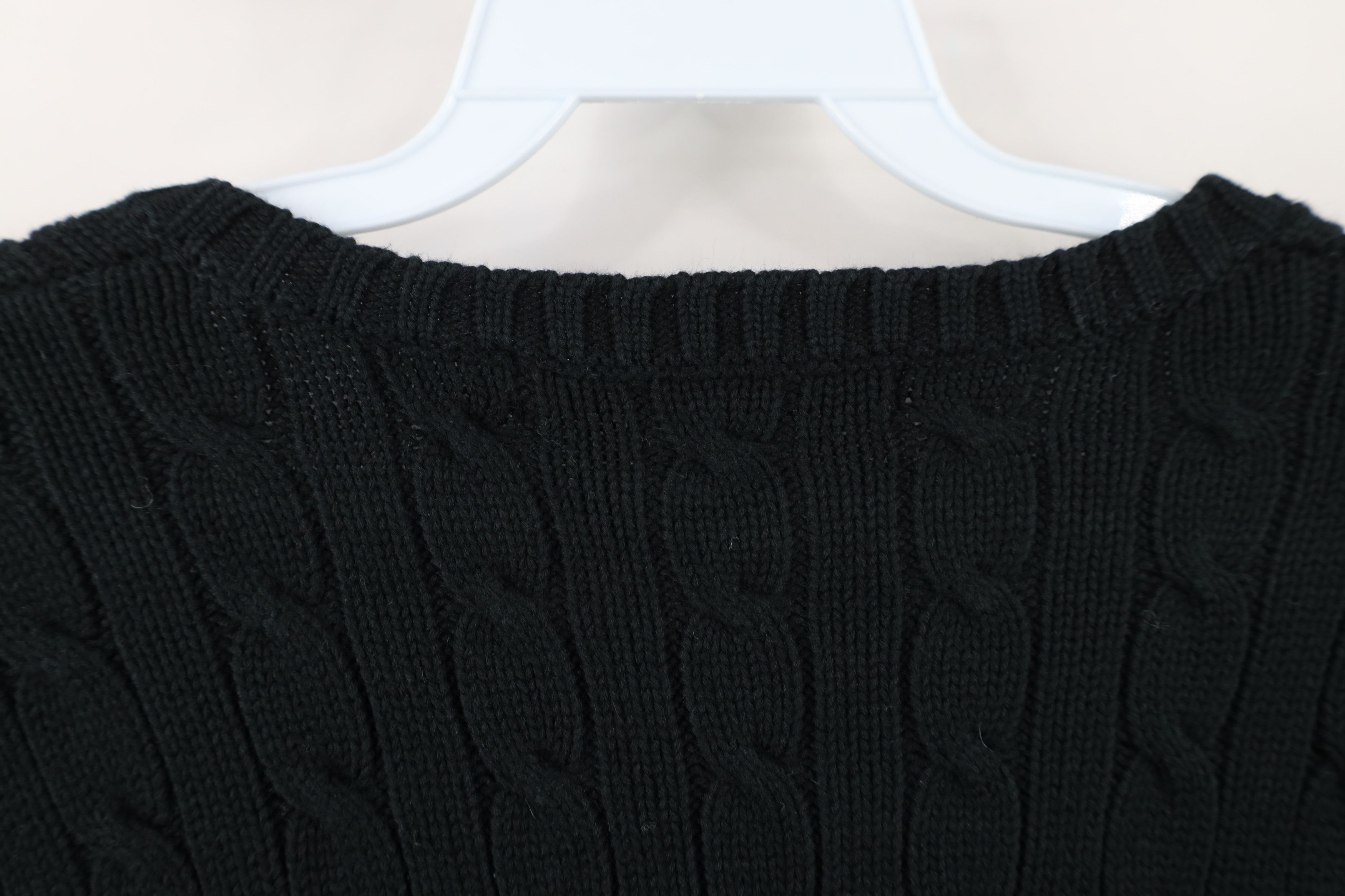 Ralph Lauren × Vintage Vintage 90s Ralph Lauren Cable Knit V-Neck Sweater Black Size L / US 10 / IT 46 - 7 Thumbnail