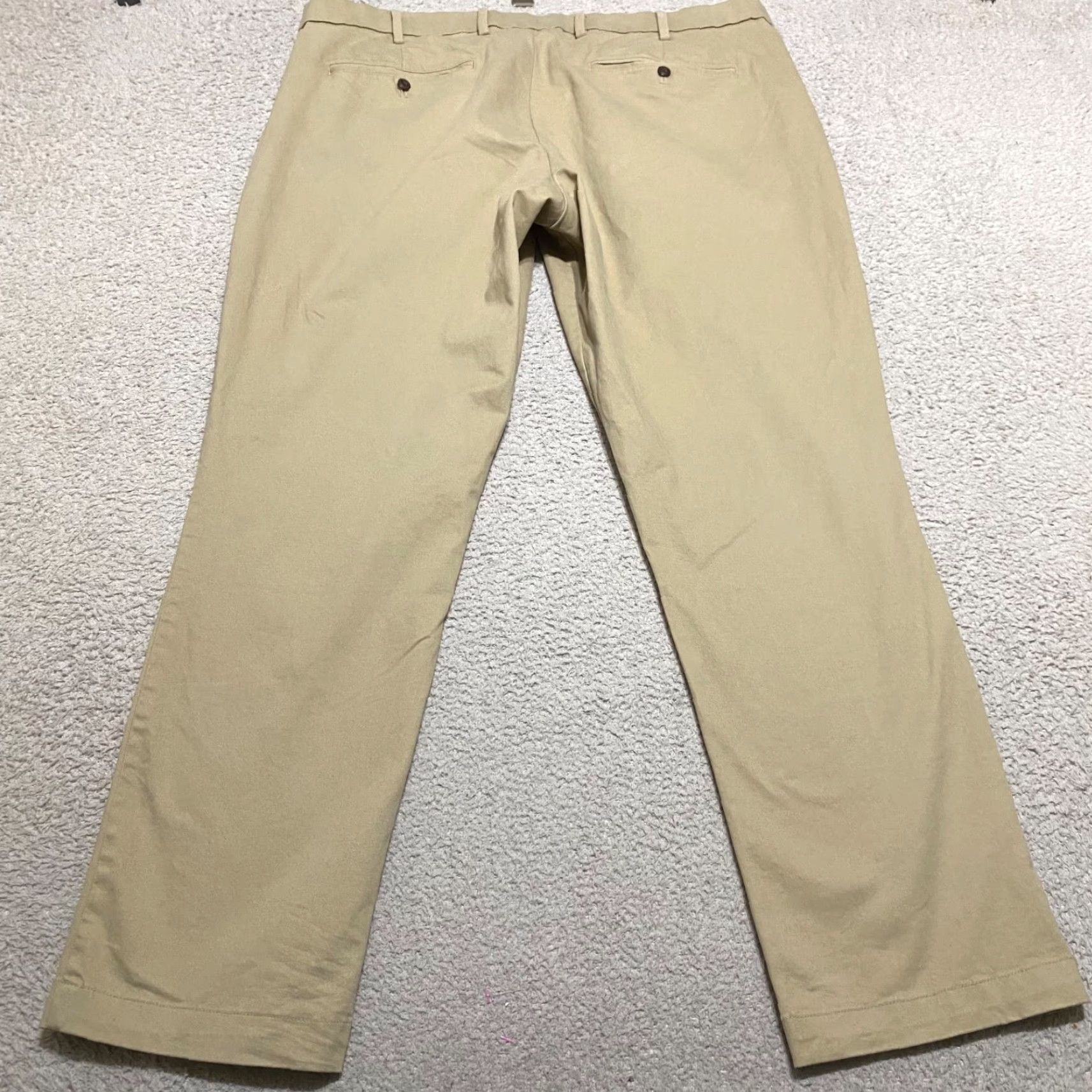Gap Gap Mens Slim 38x30 Khaki Beige Flat Front Chino Pants 38 Regular 30 Inseam Cotton Spandex Stretch Pockets Button Zip Vintage No N/A Size US 38 / EU 54 - 2 Thumbnail