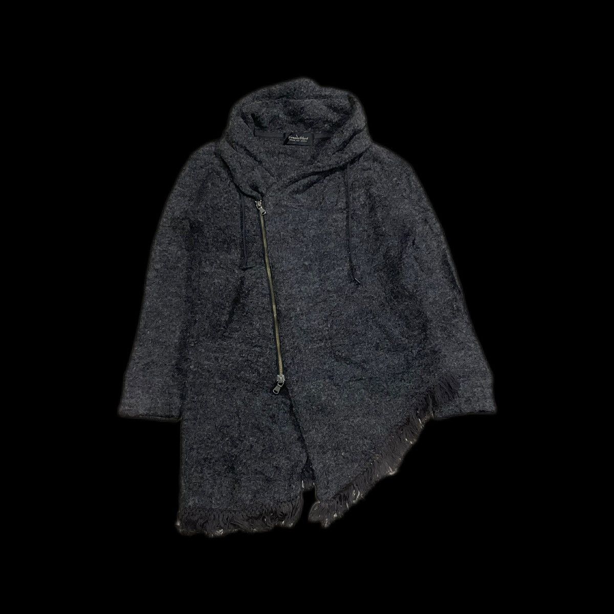 If Six Was Nine × Japanese Brand × Tornado Mart 🔥Sick Y2K Archived Tornado Mart Frayed Asymmetric Wool Coat Size US M / EU 48-50 / 2 - 4 Thumbnail