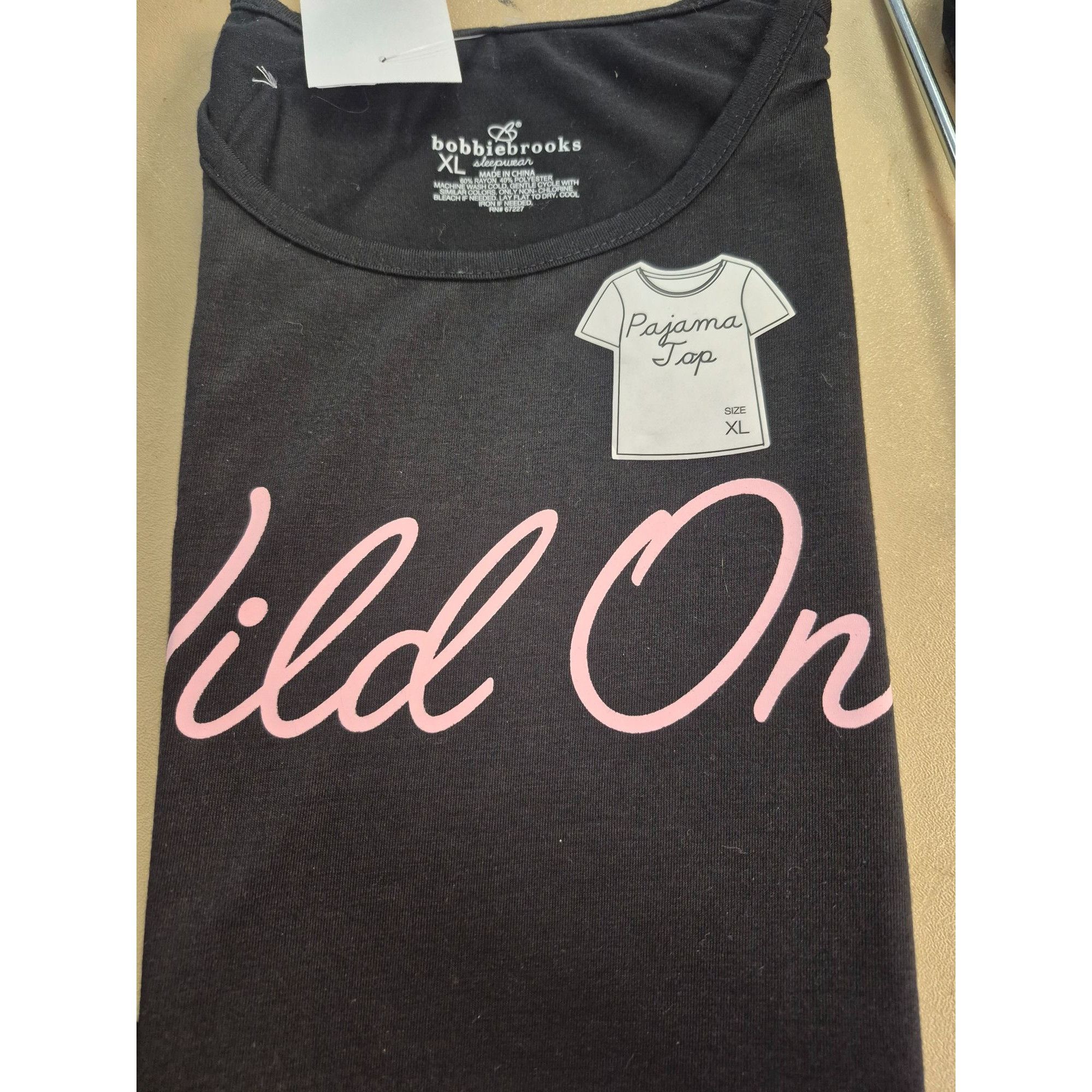 Other Bobbie Brooks Womens Pajama Top "Wild One" XL Black & Pink R Size XL / US 12-14 / IT 48-50 - 2 Thumbnail