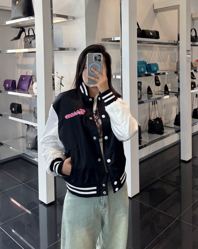 Versace Versace Women's Embroidered Logo Bomber Jacket - dmc Size US XXS / EU 40 - 1 Thumbnail