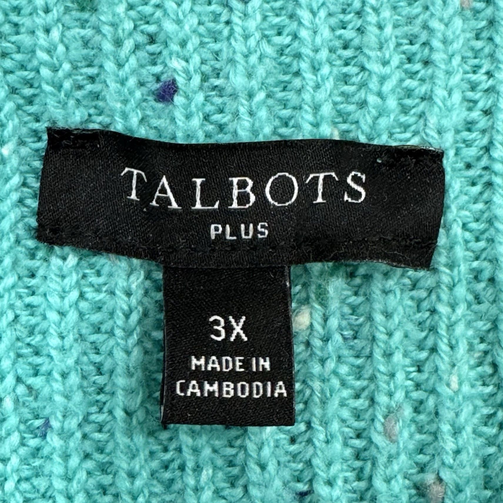 Talbots Talbots Plus Women’s 3X Mock Neck Tweed Sweater Dress Blue Crew Neck 3/4 Sleeve Midi Button Open Front Fall Winter Womens Size XXL / US 16-18 / IT 52-54 - 2 Thumbnail