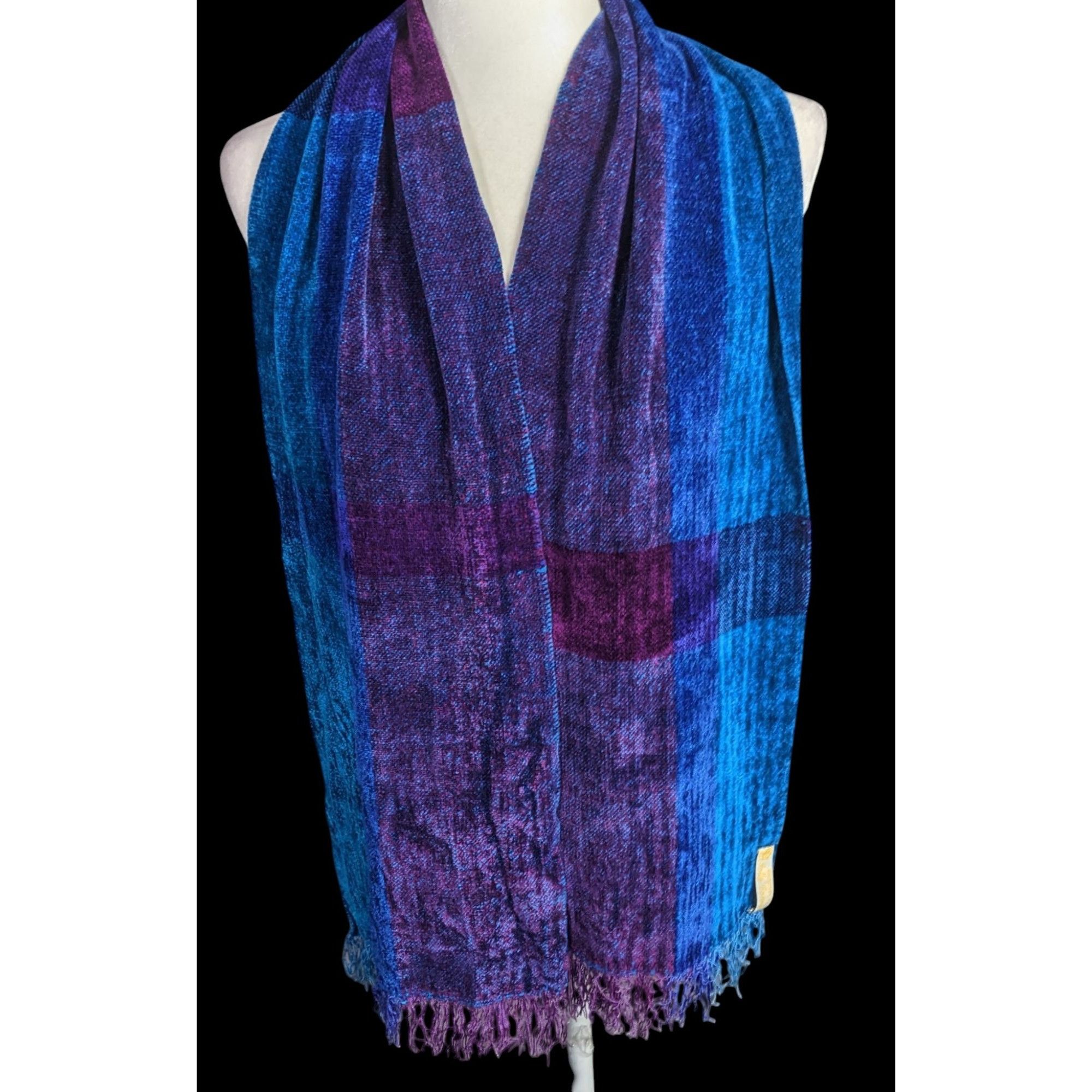 Other Cozy Ombre Handwoven By Polly Connell Blue & Purple Chenille Size ONE SIZE - 3 Thumbnail