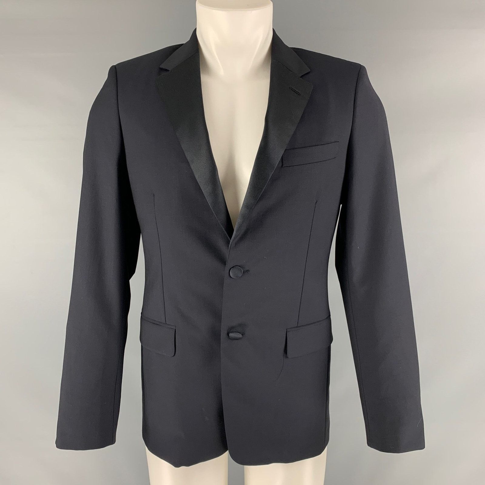Prada Regular Navy Solid Wool Mohair Notch Lapel Sport Coat Size 38R - 1 Thumbnail