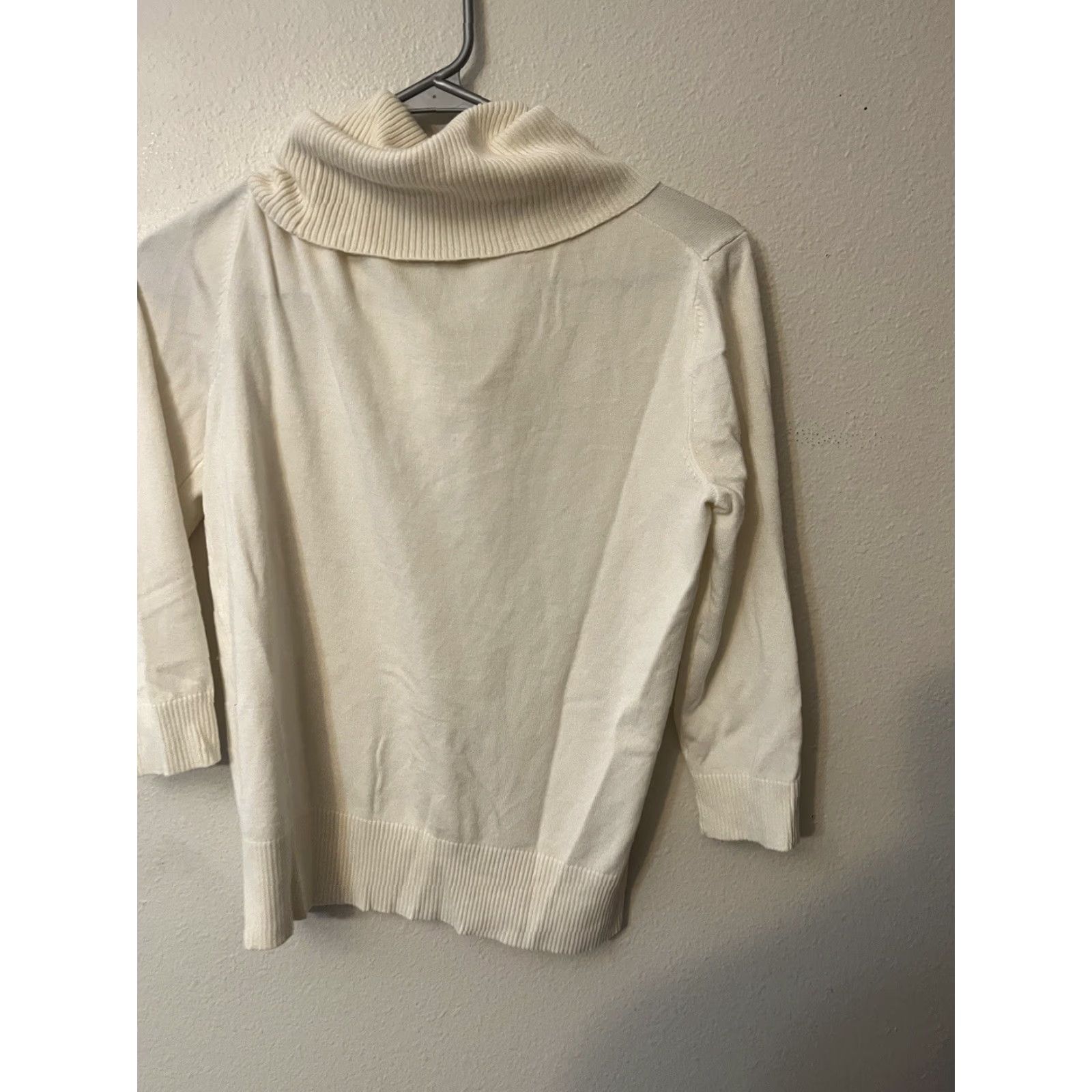Vintage Cable & Gauge Shirt Women Small Ivory Cowl Neck 3/4 Sleeve Stretch Knit Vintage No Size S / US 4 / IT 40 - 2 Thumbnail