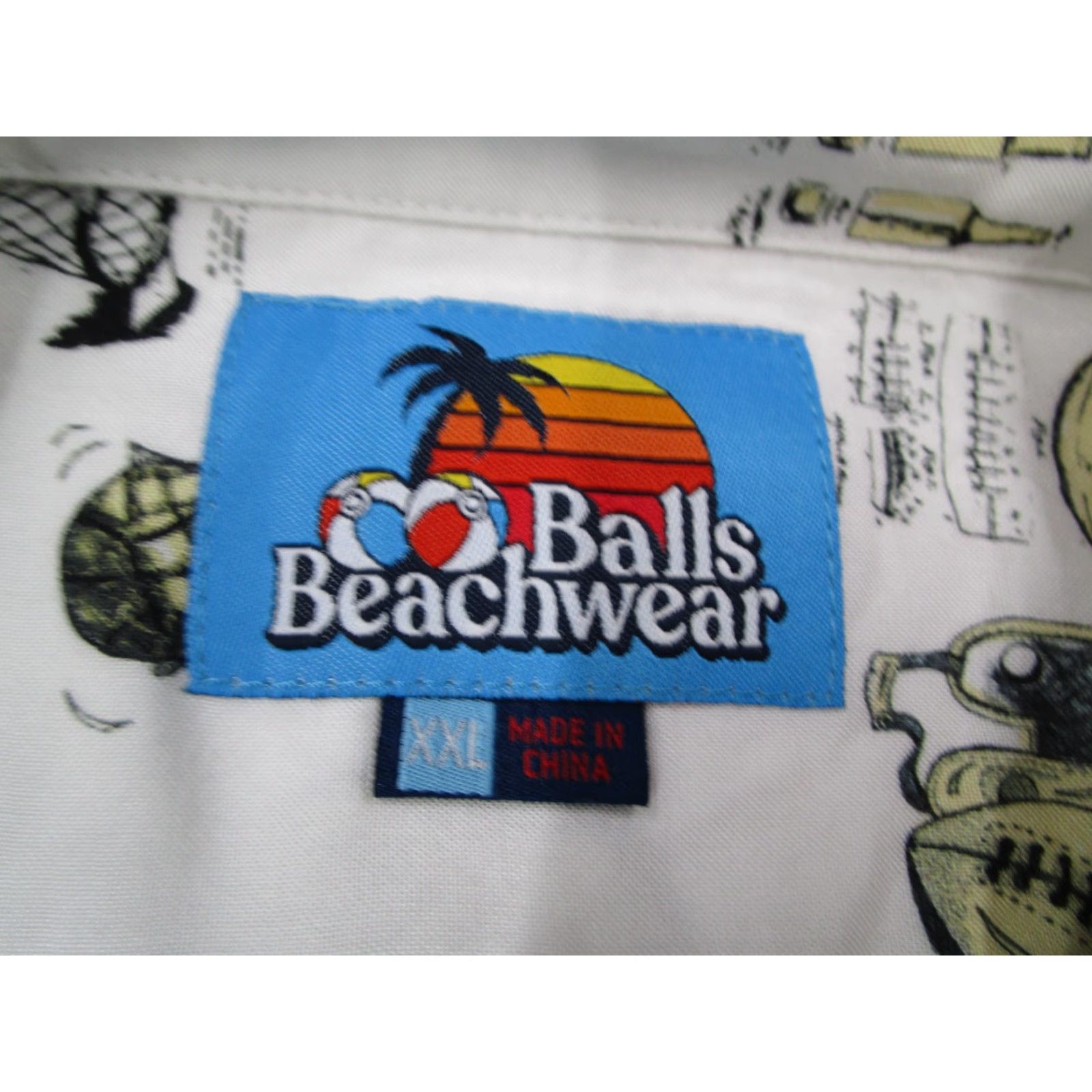 Vintage Balls Beachwear Shirt Mens 2XL White Origin of Sports Hawaiian Button Up Shirt Size US XXL / EU 58 / 5 - 3 Thumbnail