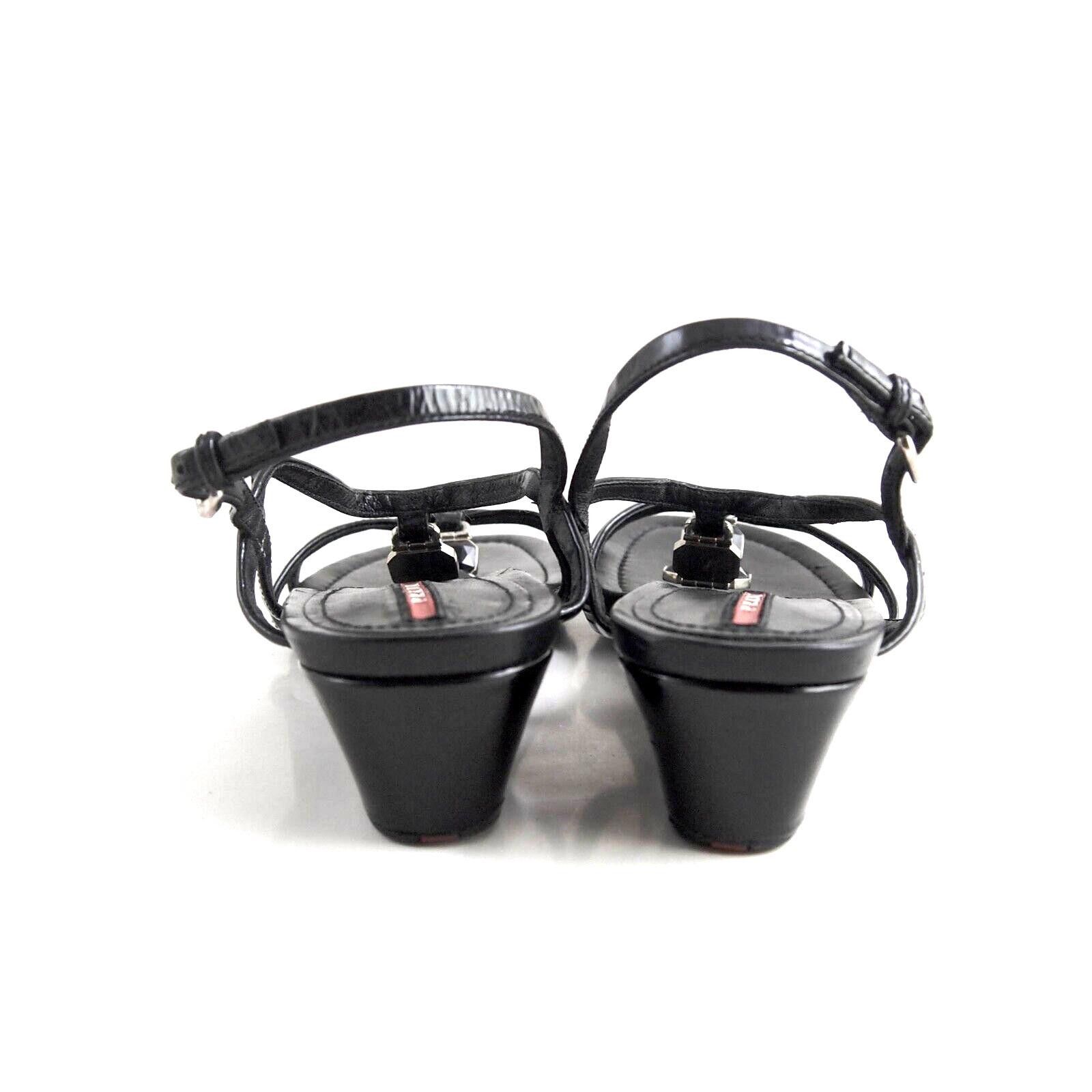 Prada Prada Sandals Black Rhinestones Pat Leather US 8.5 EU 38.5 Size US 8.5 / IT 38.5 - 8 Thumbnail