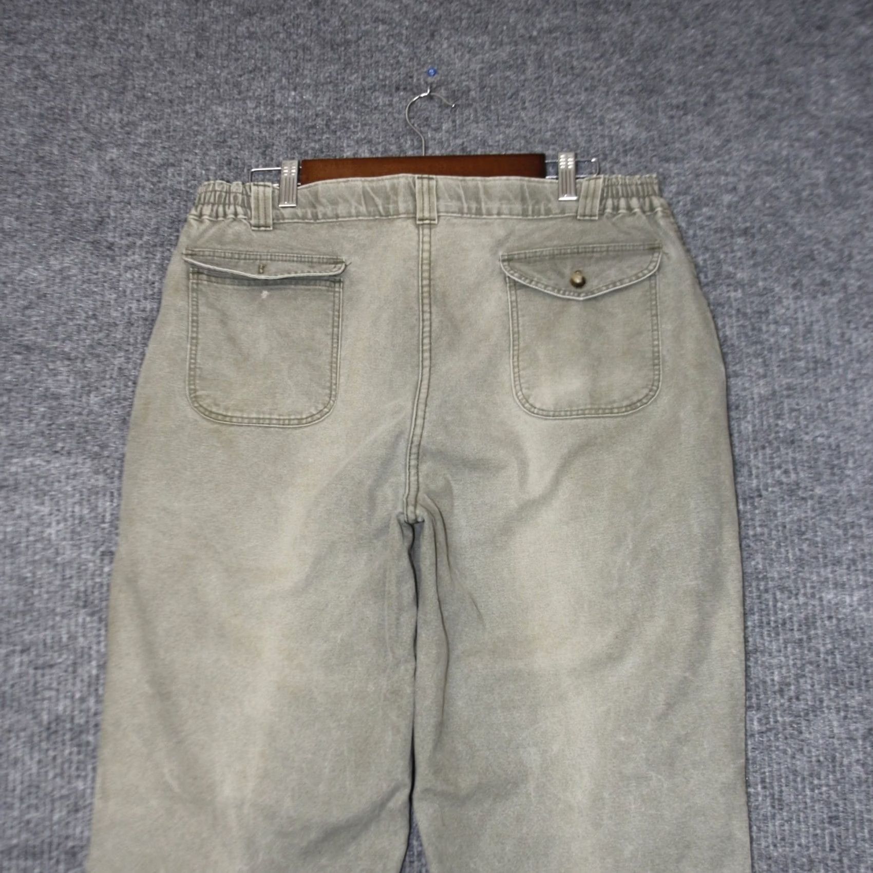 Vintage VINTAGE L.L.Bean Pathfinder Pants Mens 33x31 Olive Green Chino Flannel Lined Pants Size US 33 - 5 Thumbnail