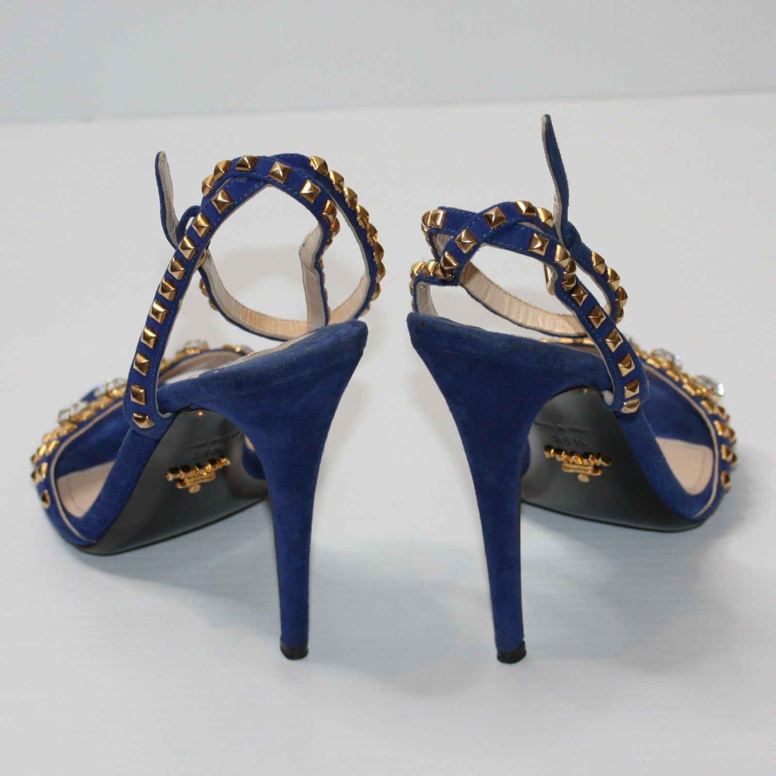 Prada Crystal Studded Sandal Open-Toe Heels in Cobalt US 9.5 Size US 9.5 / IT 39.5 - 7 Thumbnail