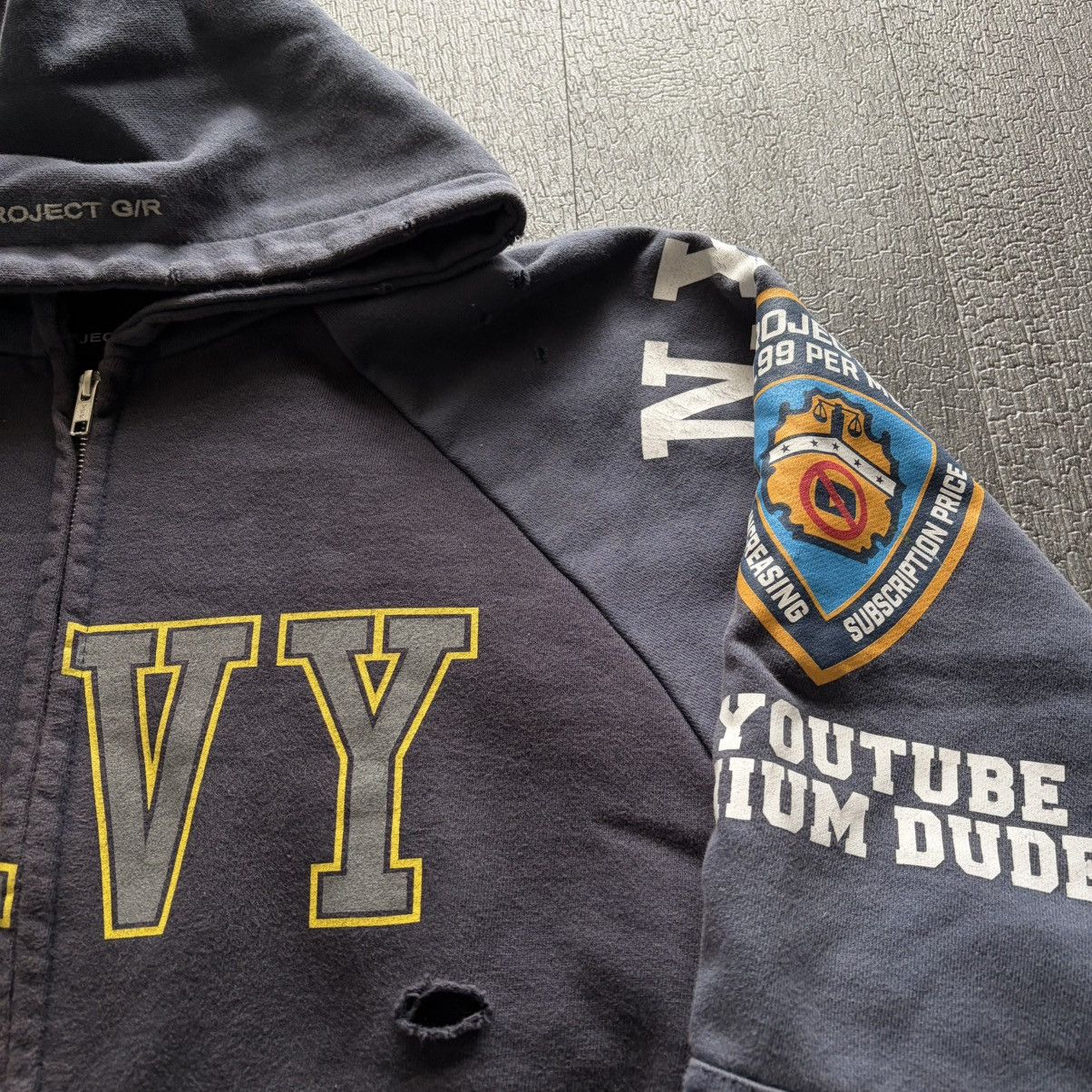 PROJECT G/R RECONSTRUCTED FOLDED ZIP HOODIE - NAVY size 1 stk Size US S / EU 44-46 / 1 - 4 Thumbnail