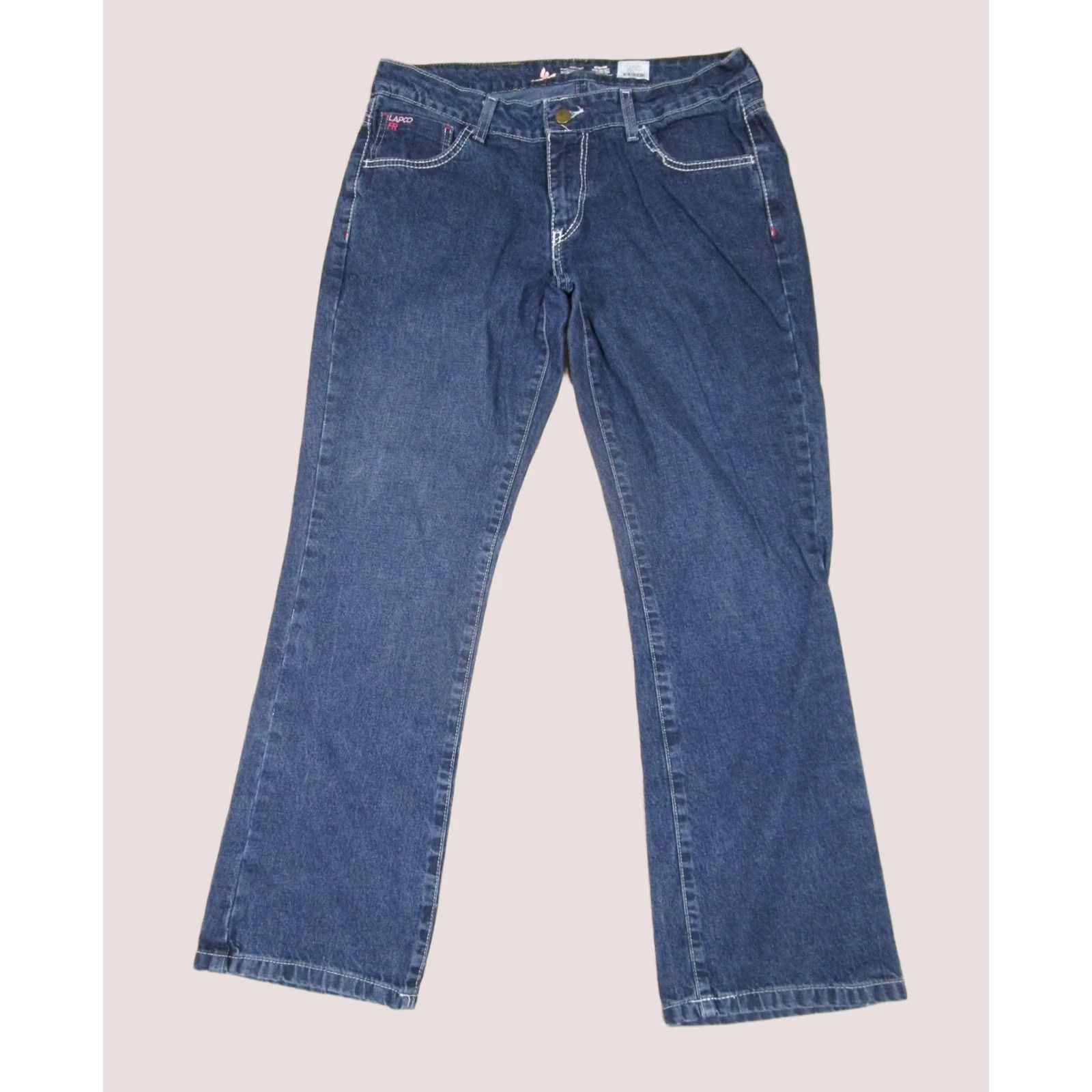 Denime LAPCO Jeans Women 10 Blue Straight Flame-Resistant Denim Pants Dark Wash 5-Pocket Regular Size 32 Blue Size 32" / US 10 / IT 46 - 1 Thumbnail