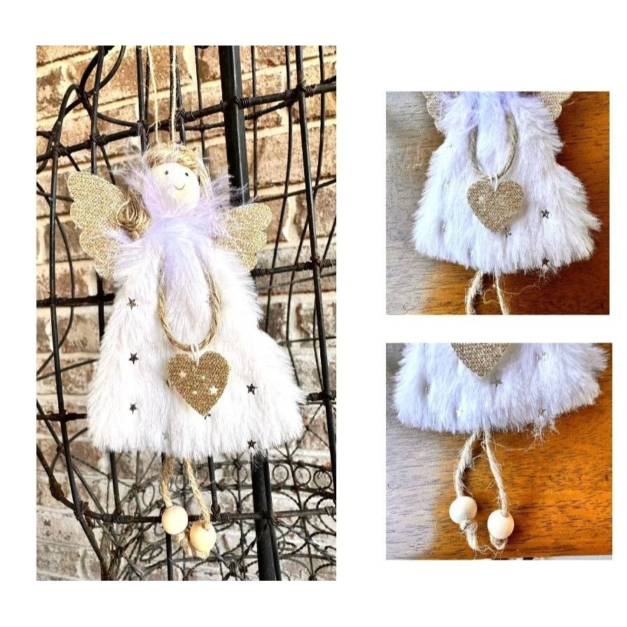 Handmade Angel Ornaments Set of 3 New Christmas Decor Stars Hearts Sn Size ONE SIZE - 10 Thumbnail