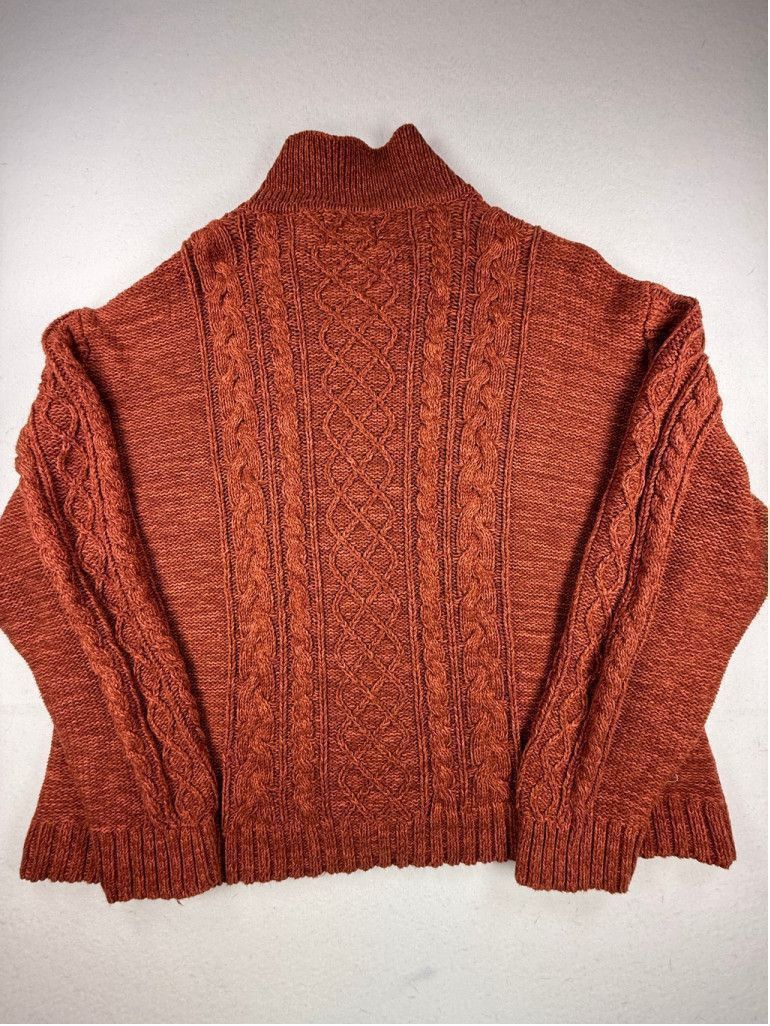 Cabelas Cabela's Cable Knit Cotton Quarter Zip Sweater Rust 2XL Size XXL / US 16-18 / IT 52-54 - 2 Thumbnail
