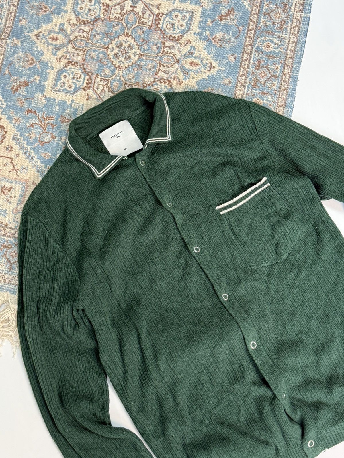 Percival Percival Green Cotton Cardigan Size in Fact S Size US XS / EU 42 / 0 - 2 Thumbnail